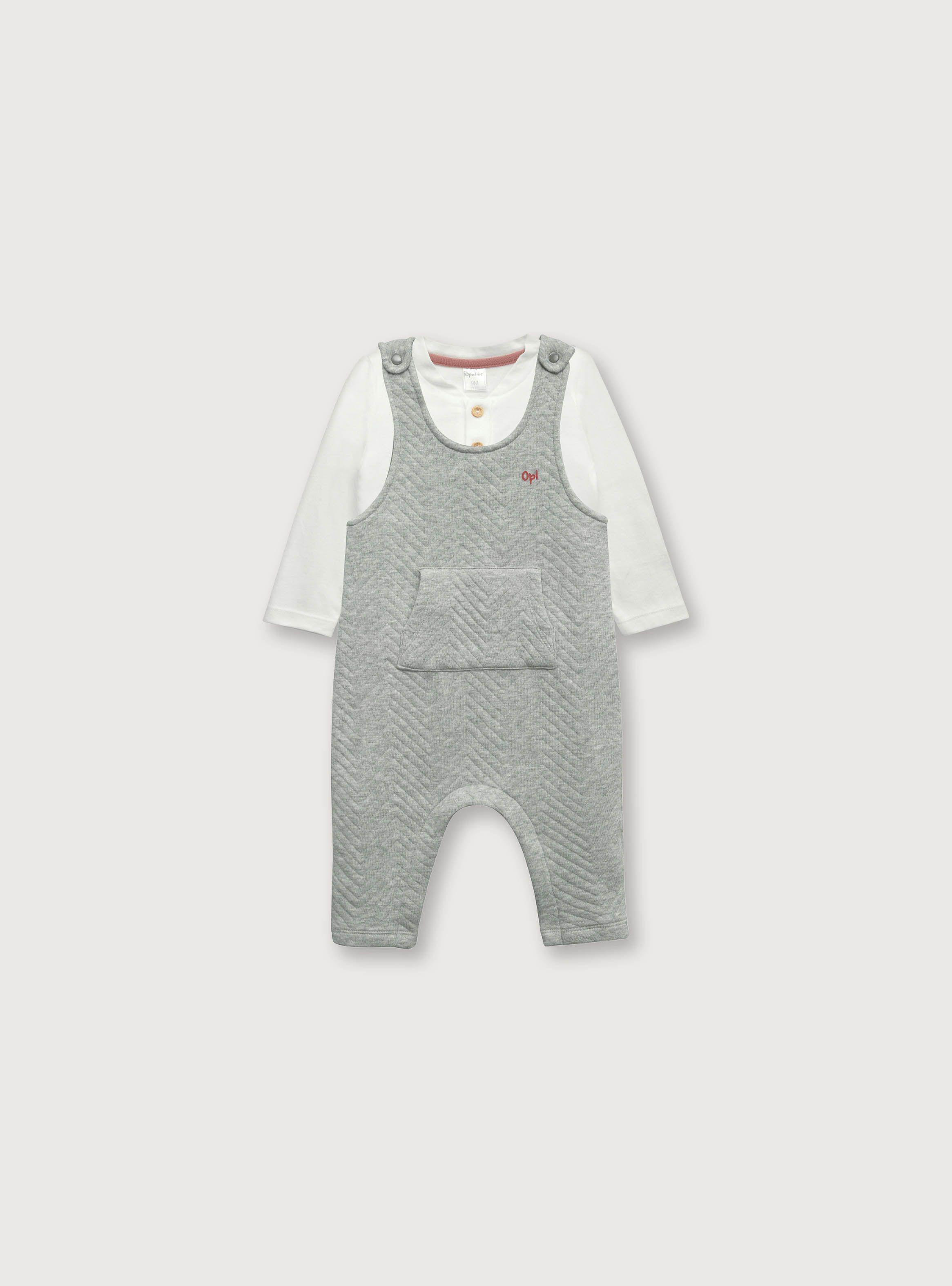 Conjunto De Niño Jardinera Quilt Gris (rn A 18m)-0