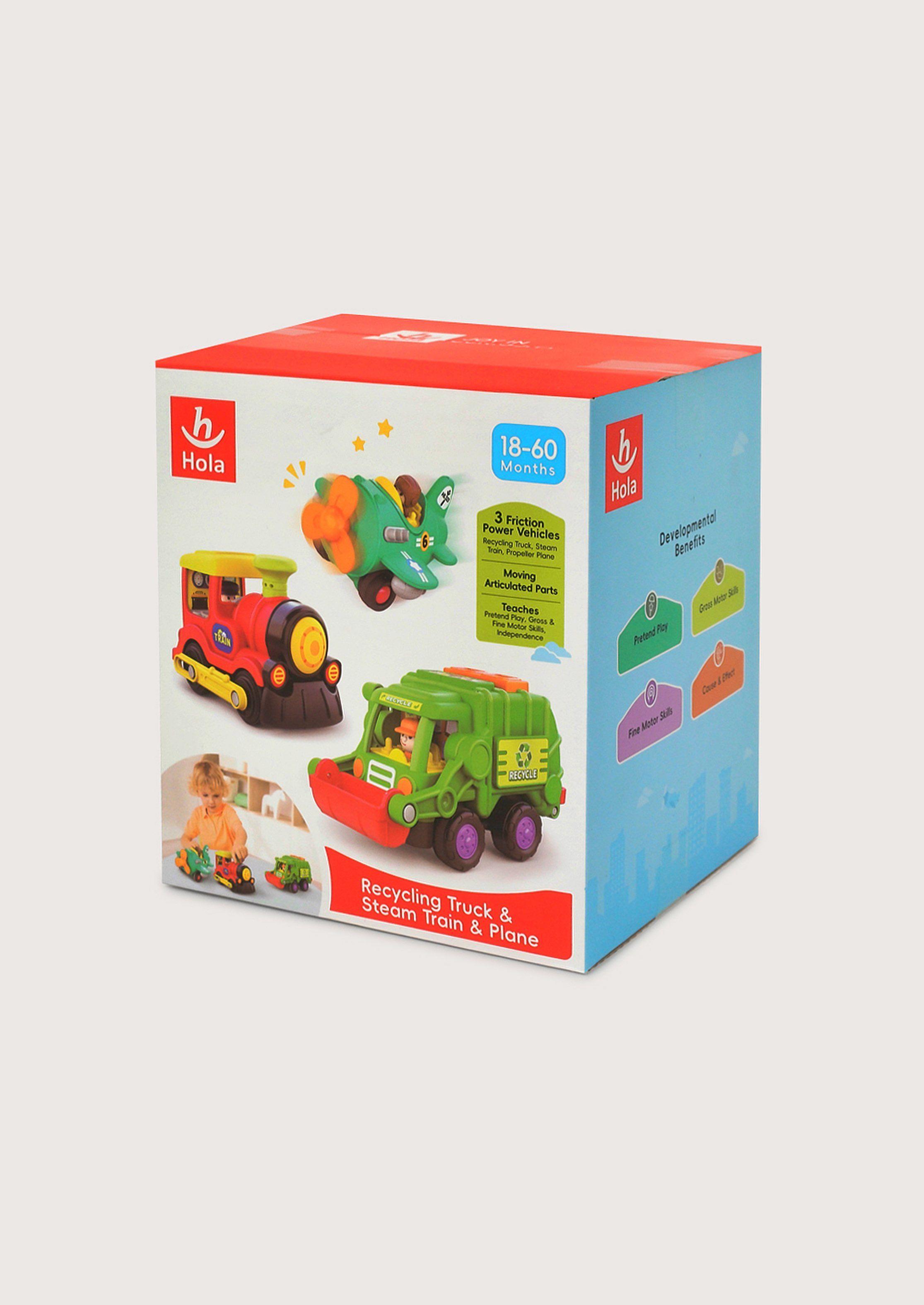 Set Camión de Reciclaje + Tren y Avión a Vapor-2