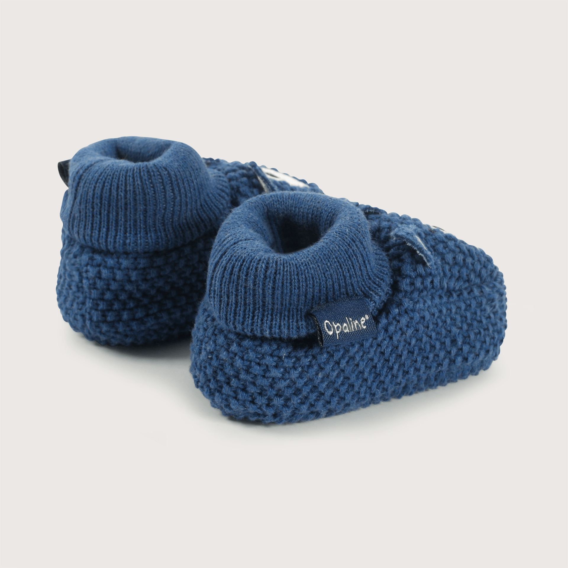 Pantufla bebé tejida azul de niño-4