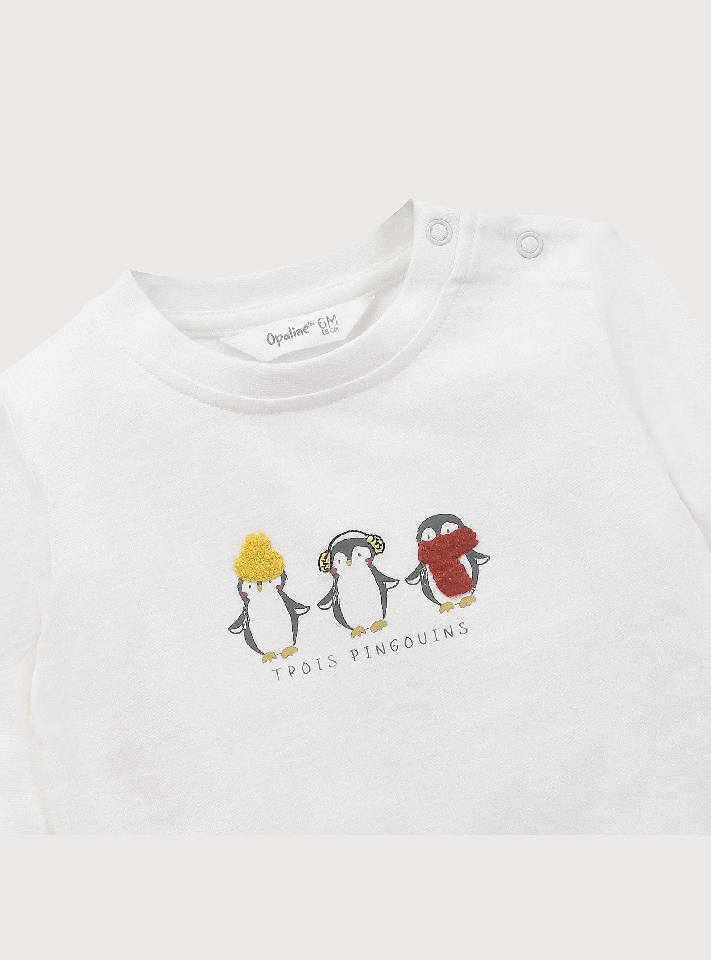 Polera Infant Niño Blanca Pinguinos-3
