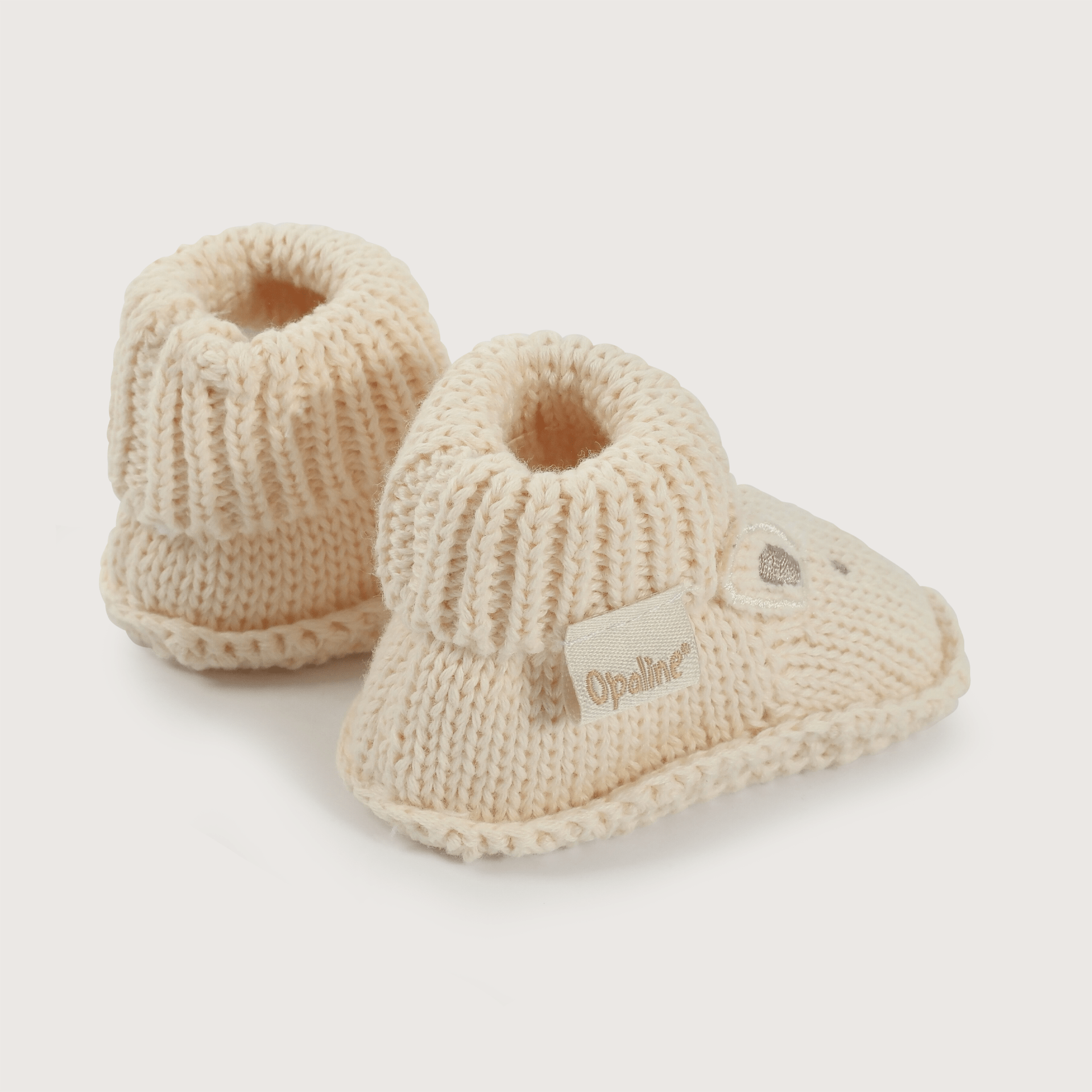 Pantufla bebé tejida beige de niña-4