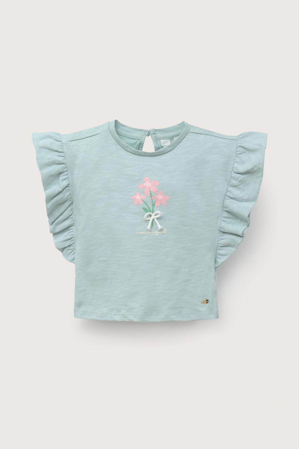 Polera manga corta verde de niña-1