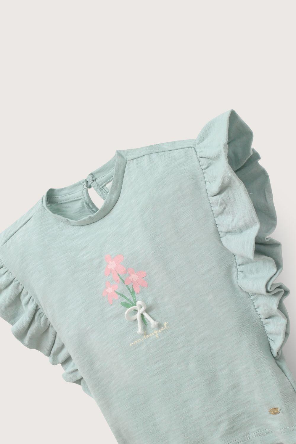 Polera manga corta verde de niña-3