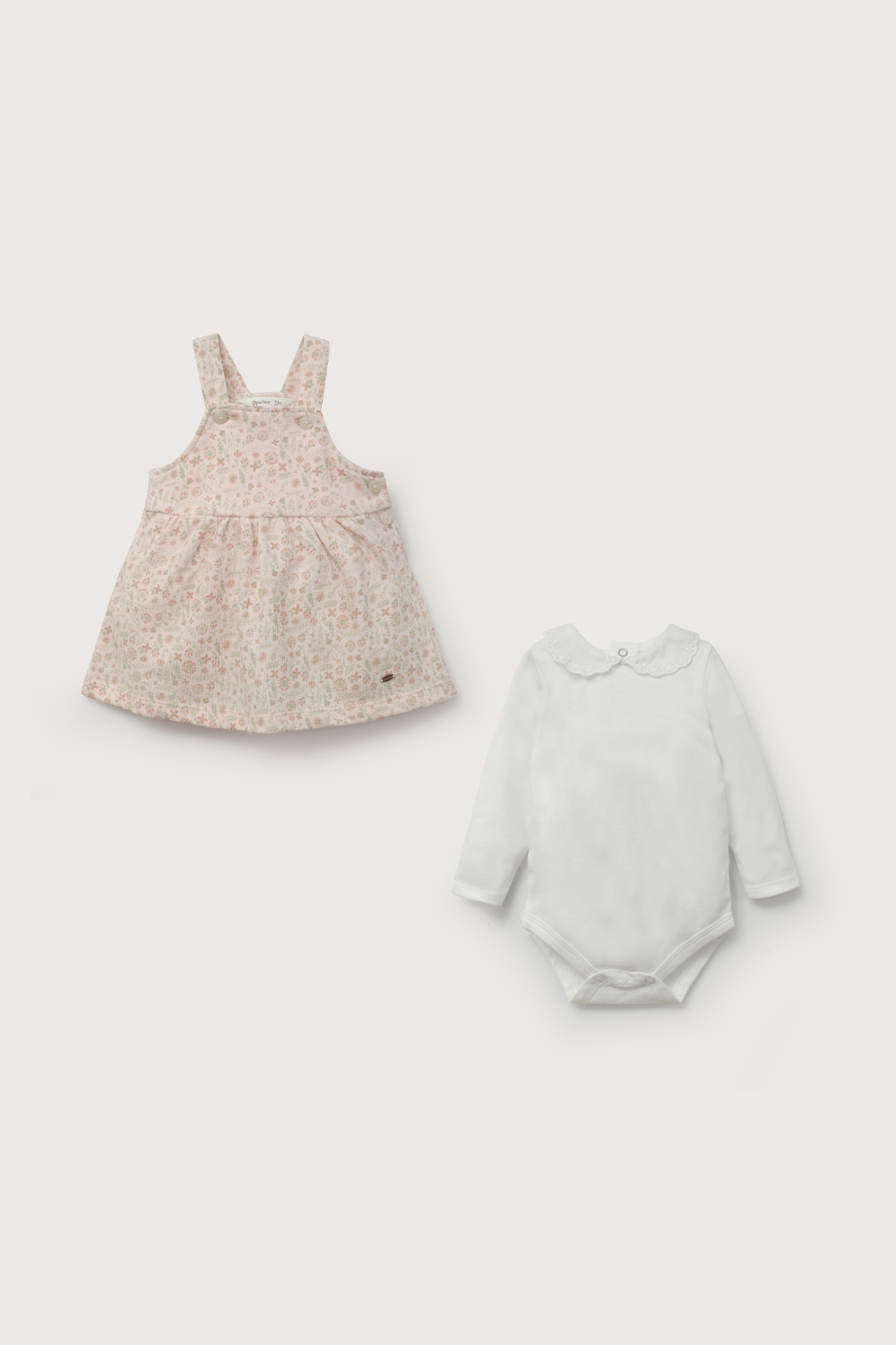 Conjunto jumper rosado con body de bebé niña-1