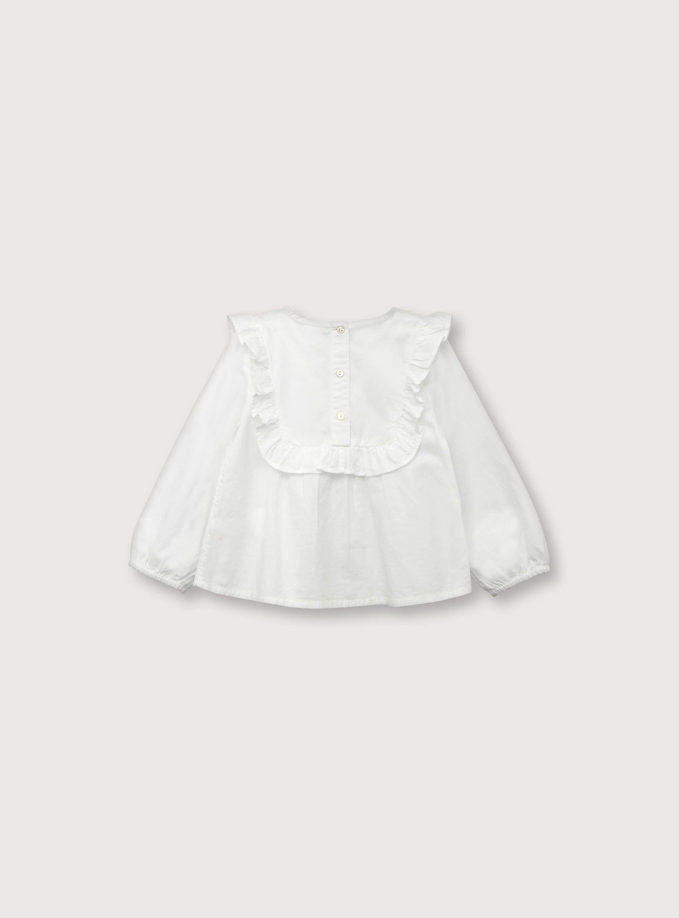 Blusa Niña Con Cuello Cuadrado Vuelos Blanco (06m A 4a)-1