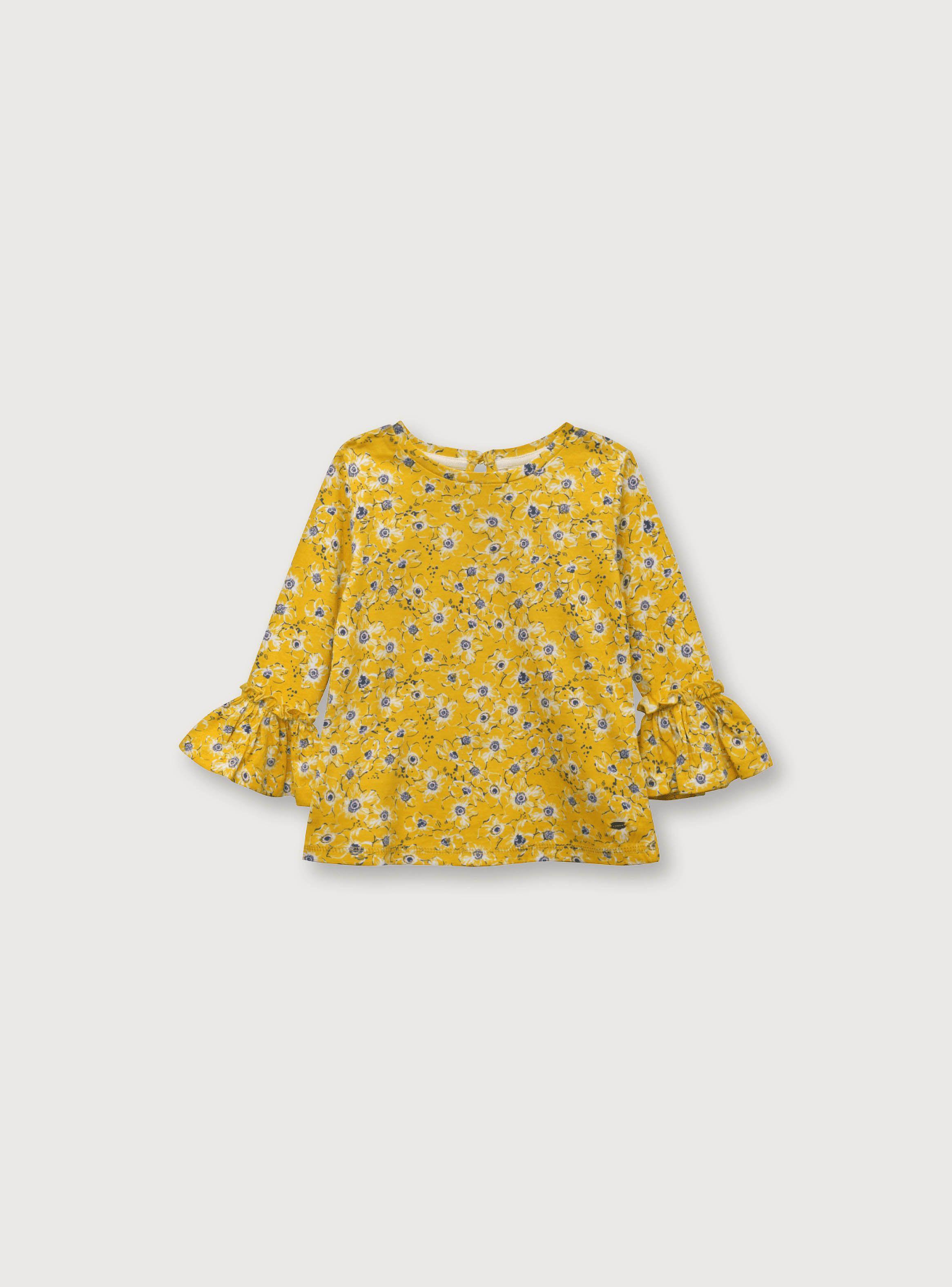 Polera Niña Manga Larga Con Vuelo Amarillo (06m A 4a)-0