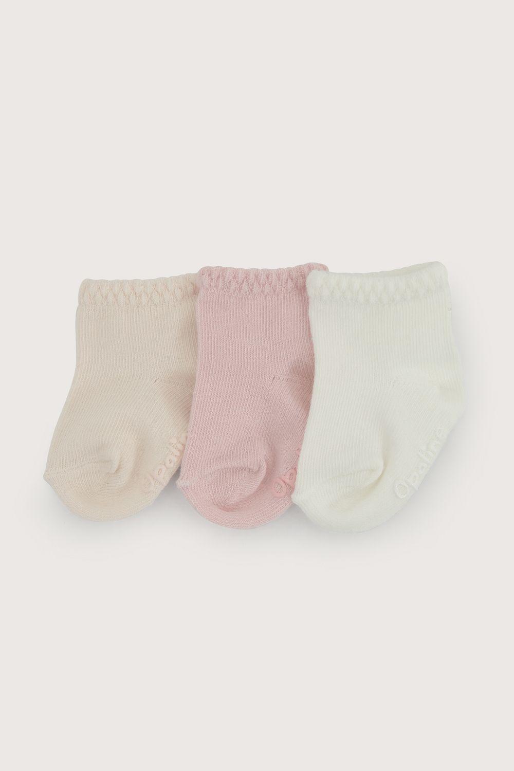 Pack de 3 calcetines rosados de bebe-0