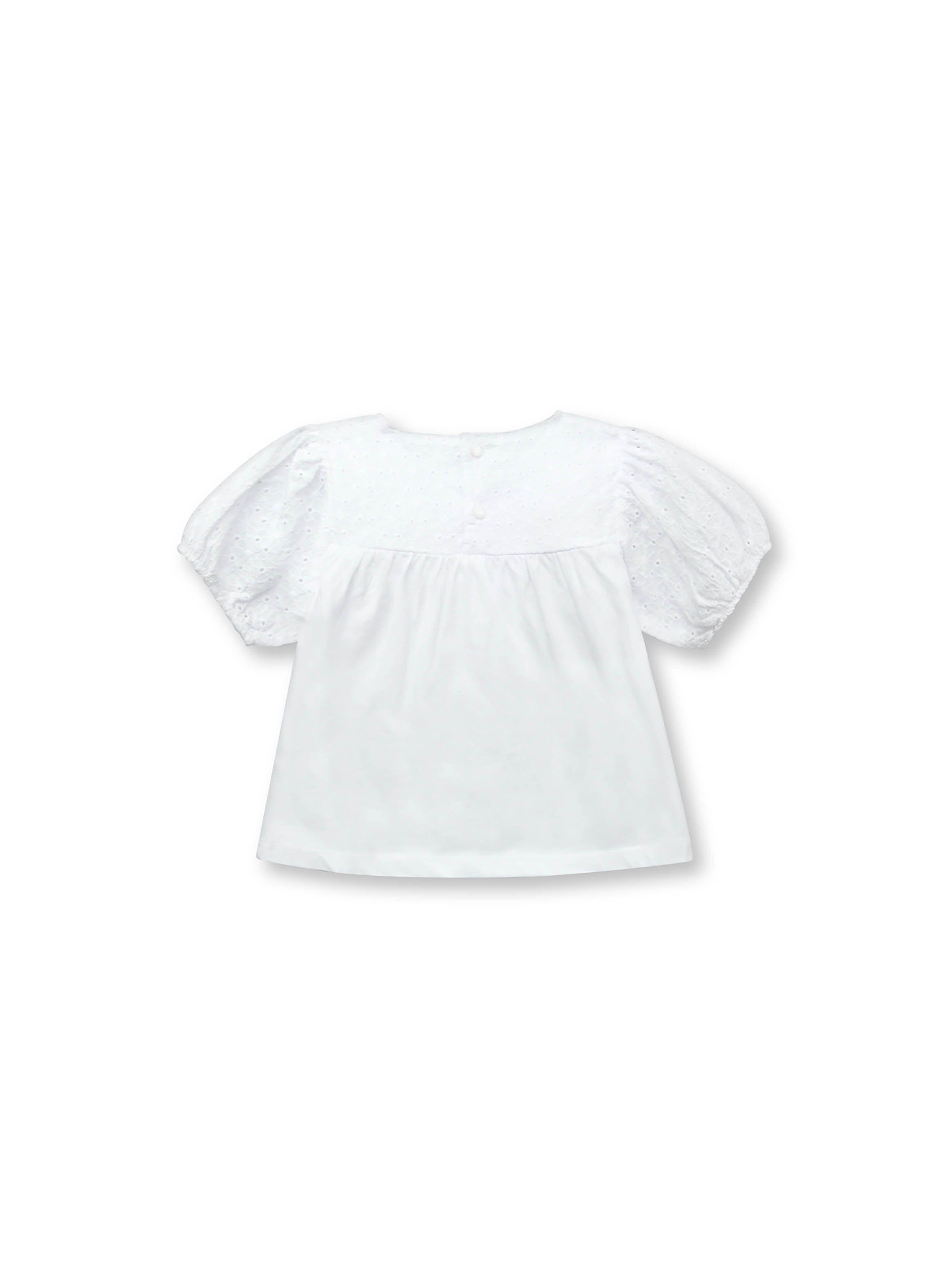 Polera De Niña Manga Globo Blanco (6M A 4A) Opaline-1