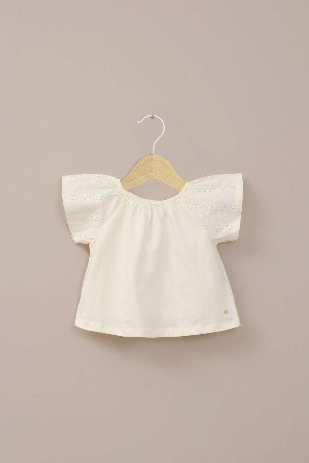 Polera broderie amarilla de niña-0