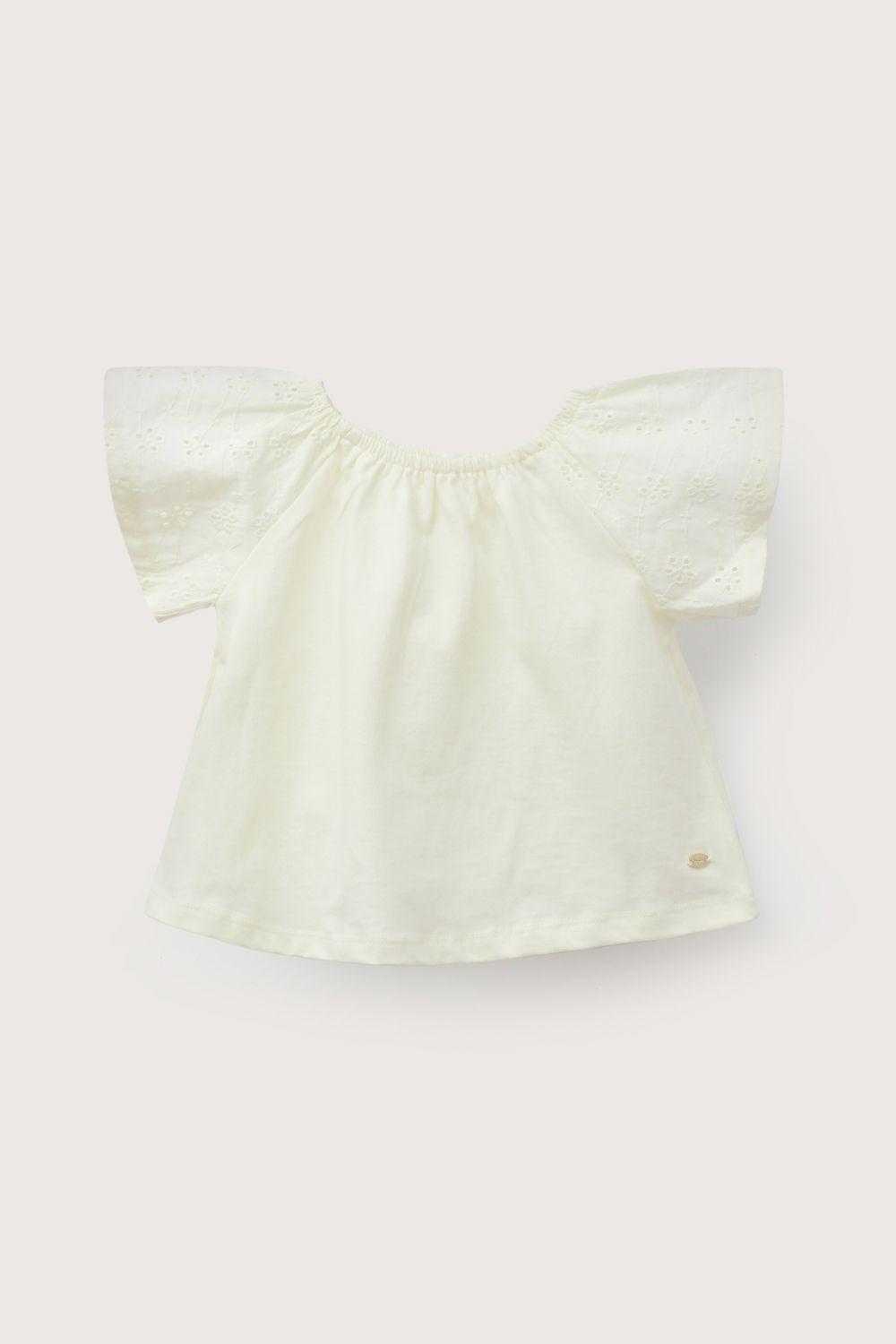 Polera broderie amarilla de niña-1