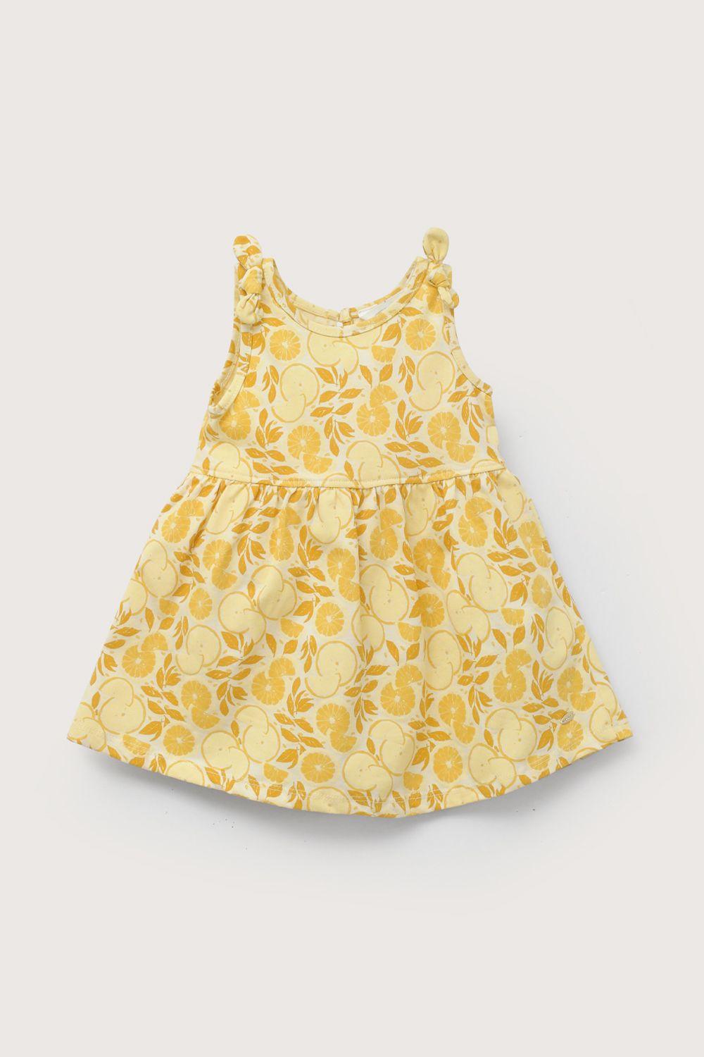 Vestido amarillo estampado de niña-1