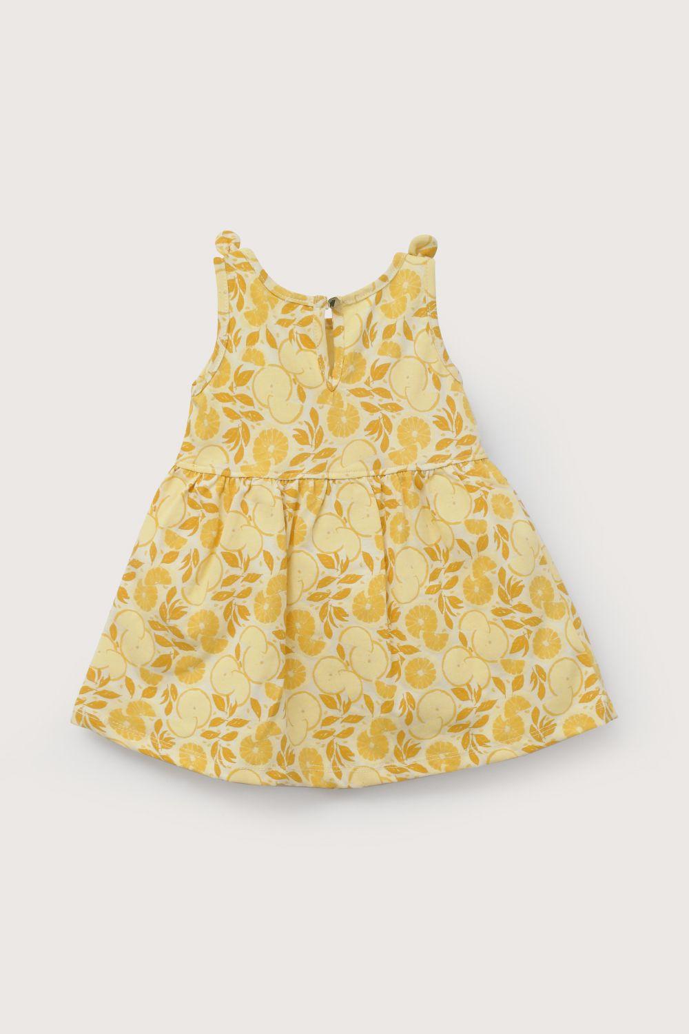 Vestido amarillo estampado de niña-2