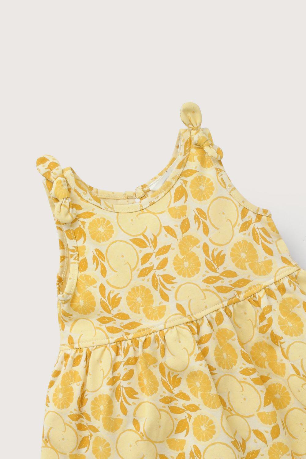 Vestido amarillo estampado de niña-3