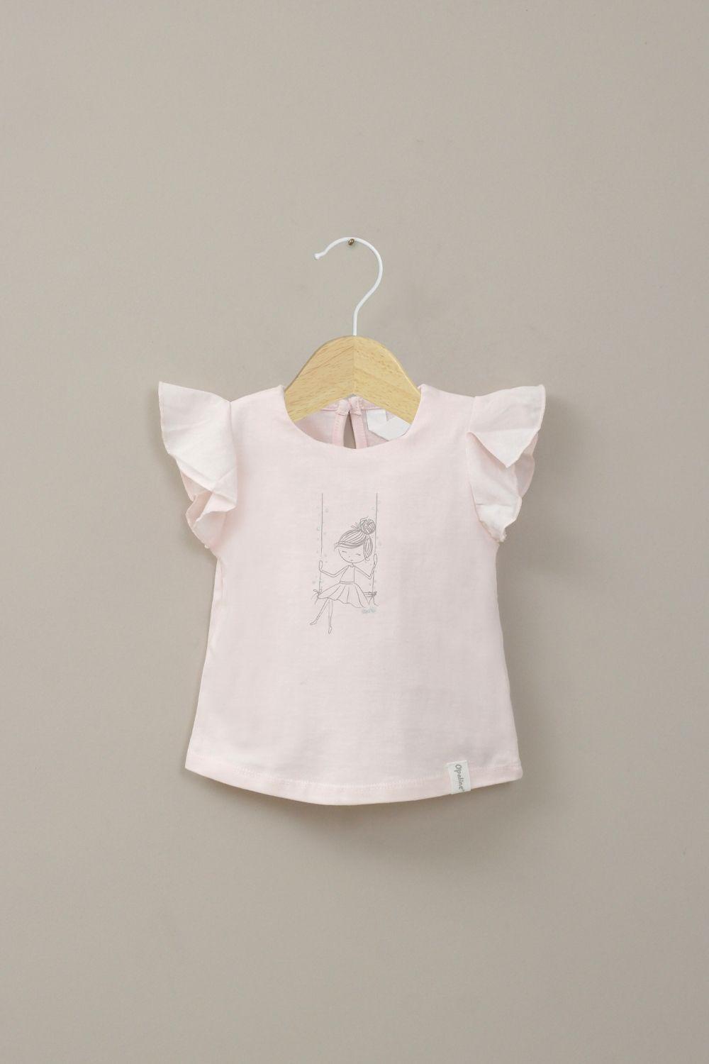 Polera rosada estampada de niña-0