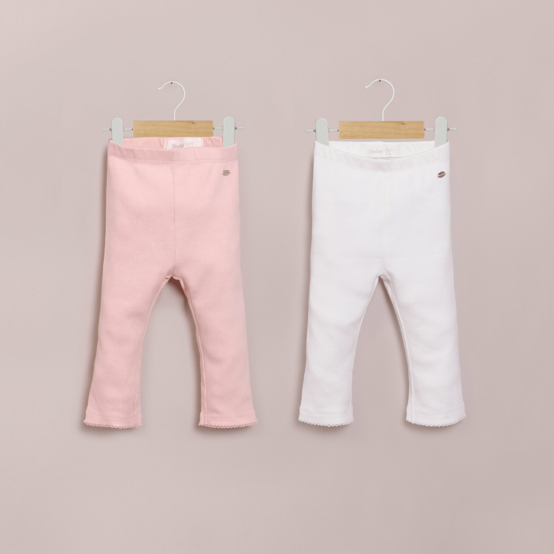 Pack 2 calzas rosada y blanca de niña-0