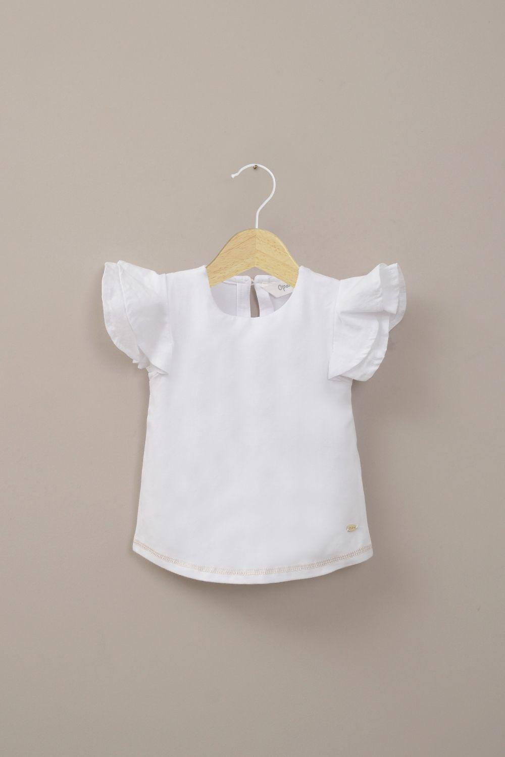 Polera manga corta blanca de niña-0