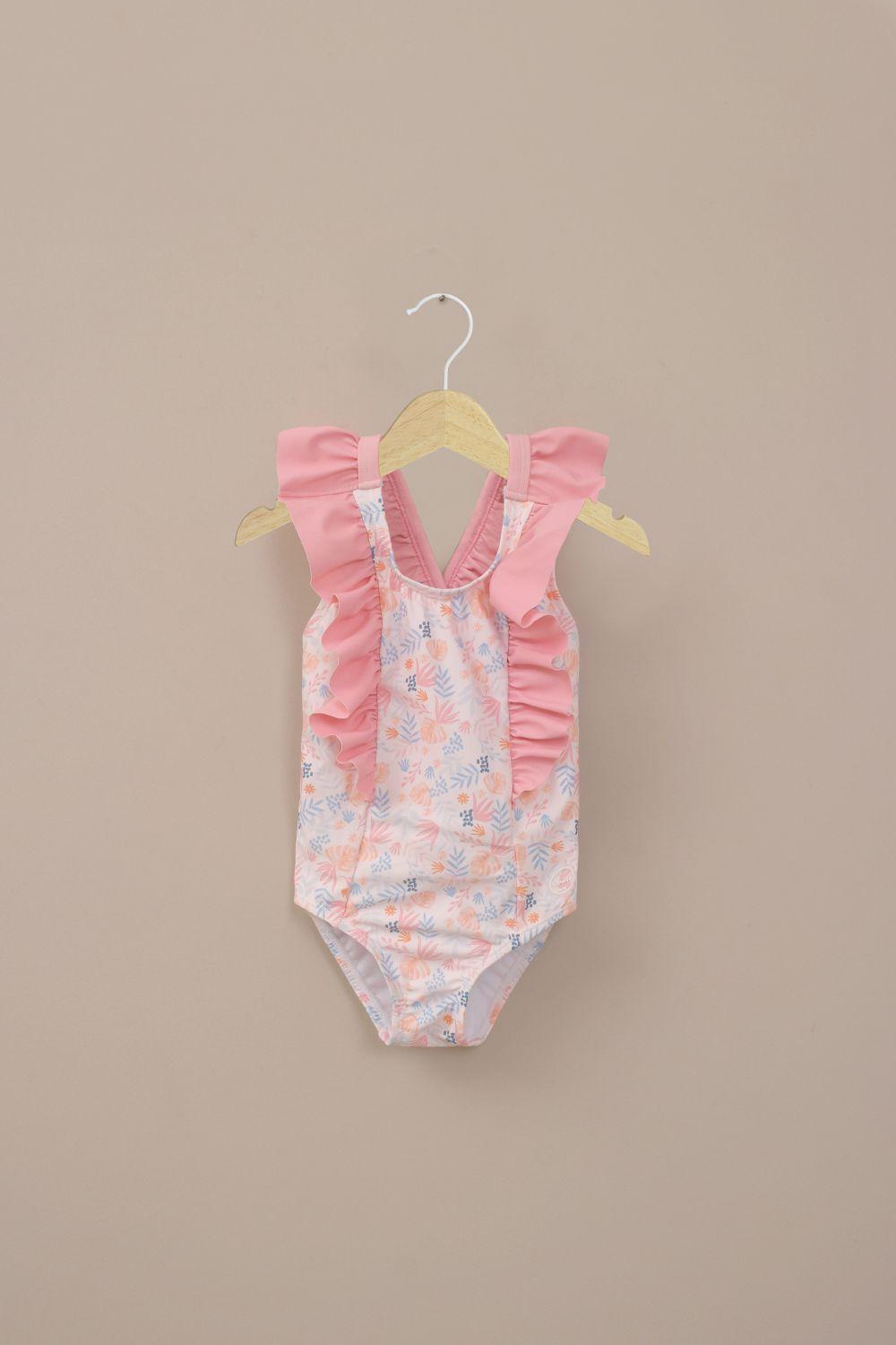 Traje de baño rosado de niña-0