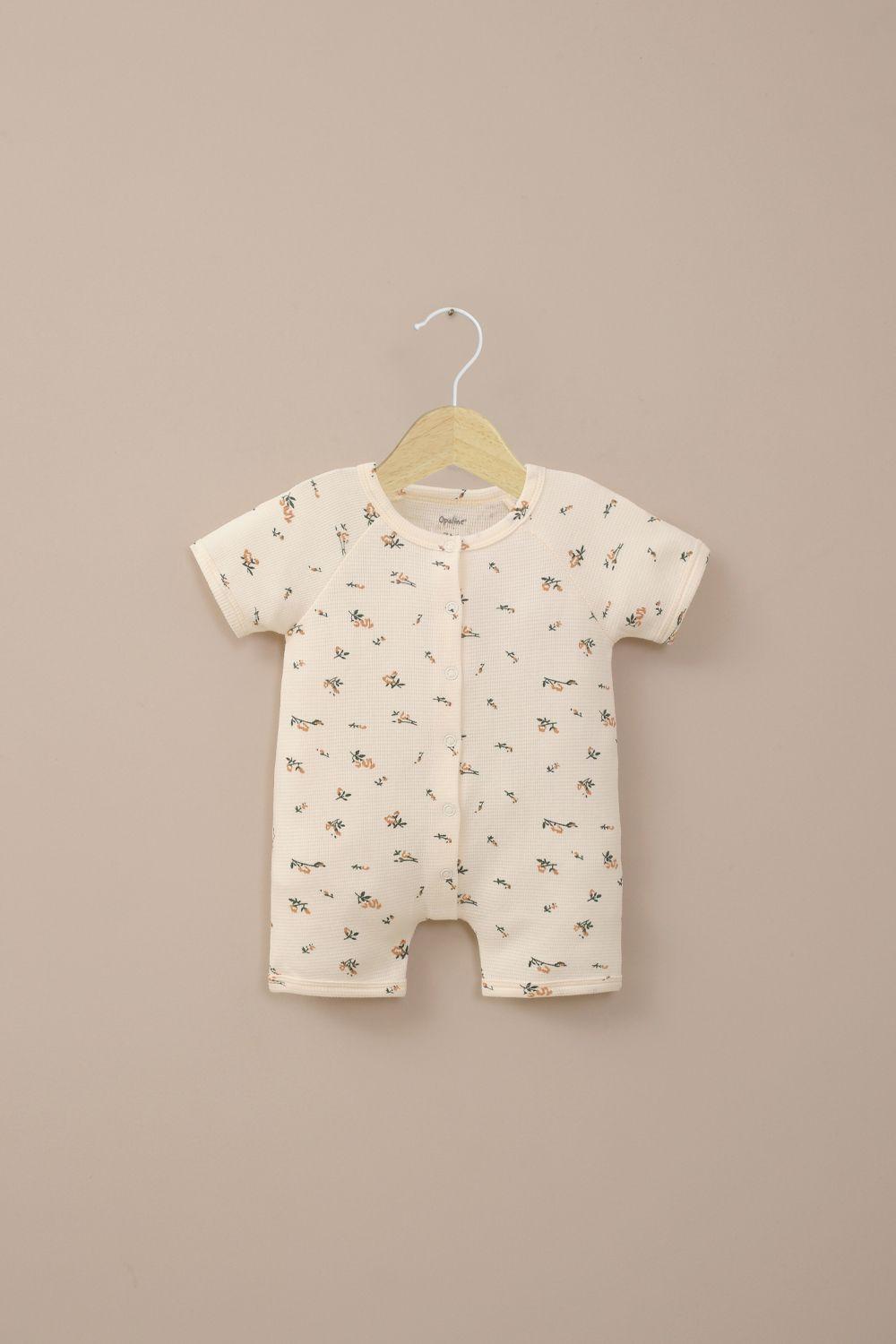 Bombacho waffle estampado blanco de bebé niña-0