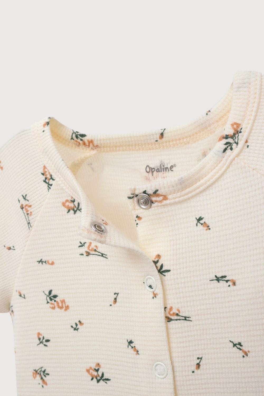 Bombacho waffle estampado blanco de bebé niña-3