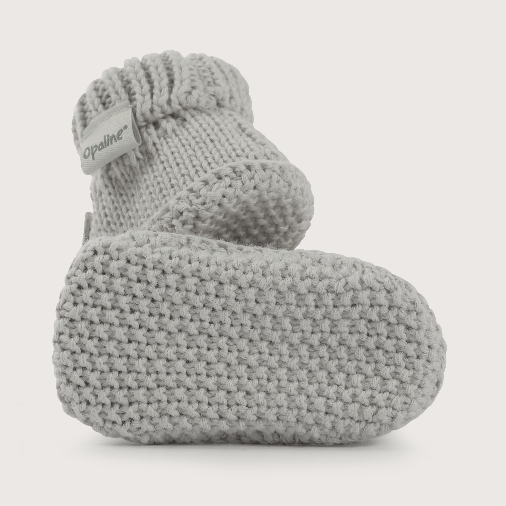 Pantufla bebé tejida gris de niño-2