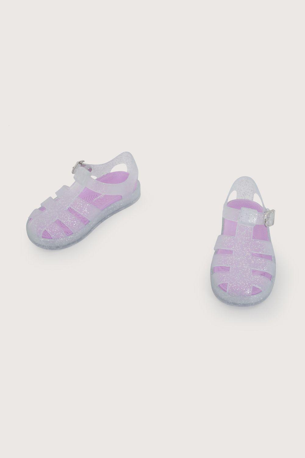 Sandalia aqua blanca de niña hebilla-3