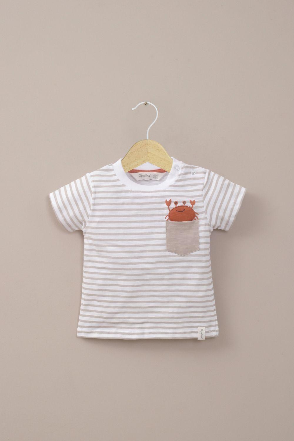 Polera manga corta blanca con estampado de niño-0