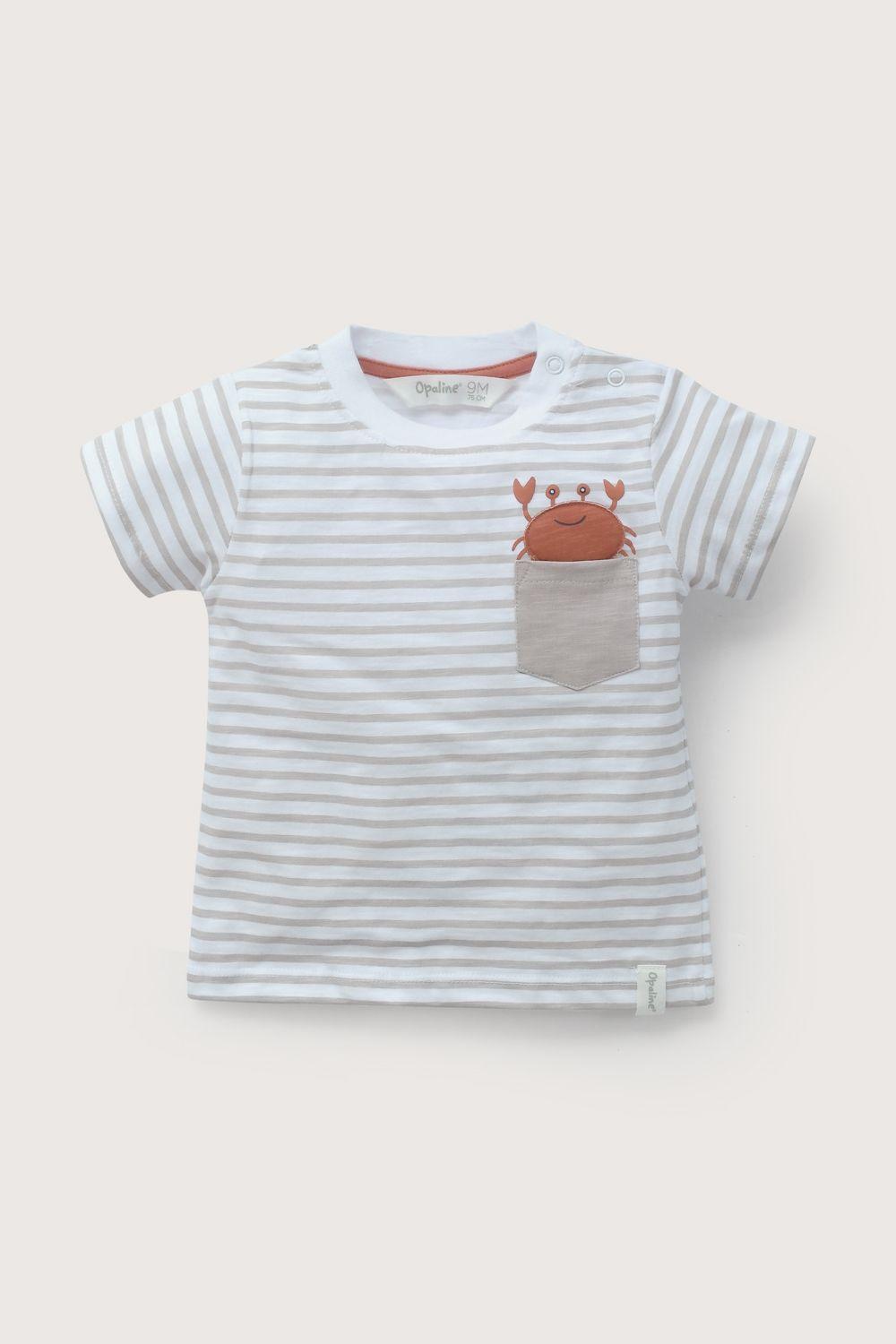 Polera manga corta blanca con estampado de niño-1