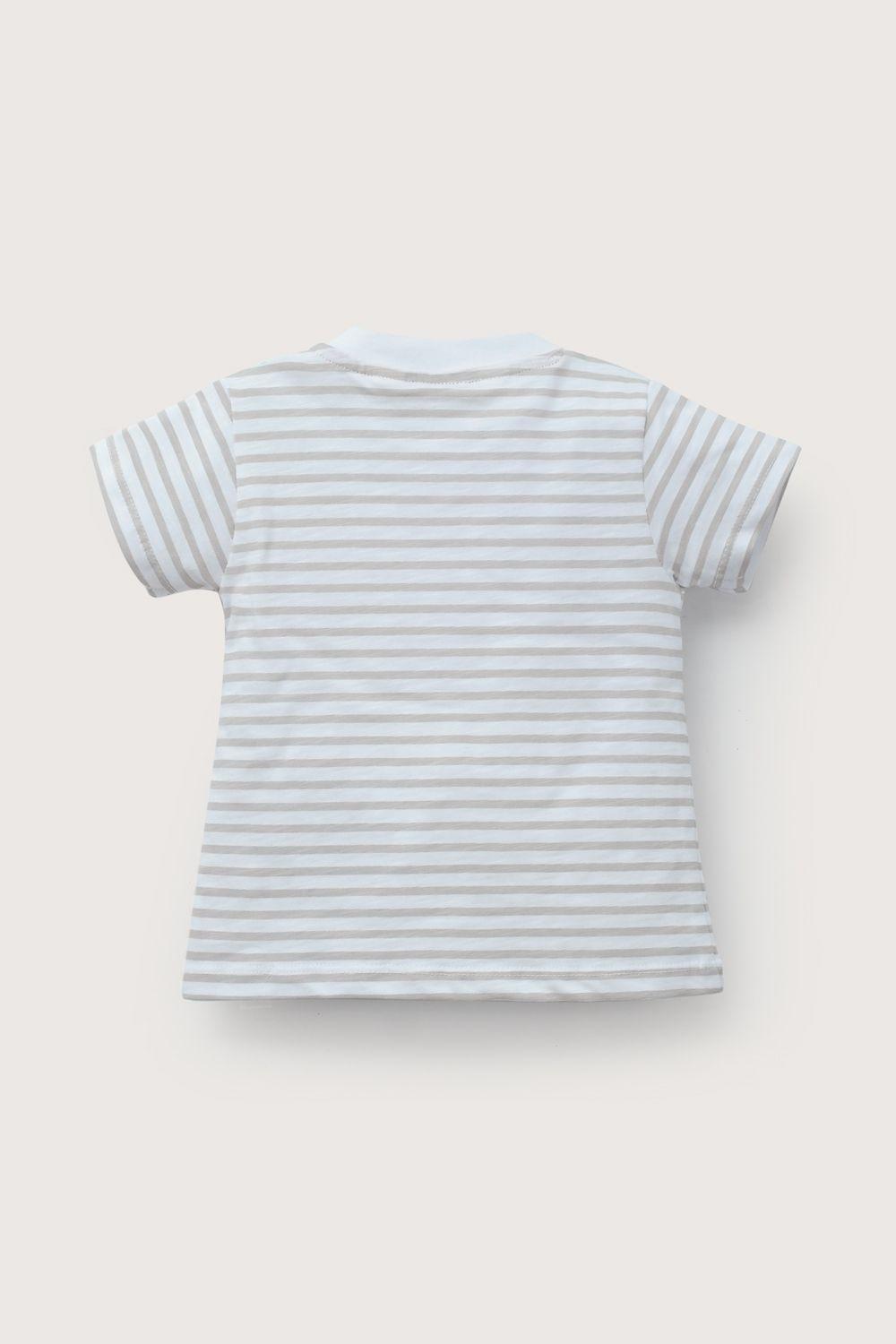 Polera manga corta blanca con estampado de niño-2