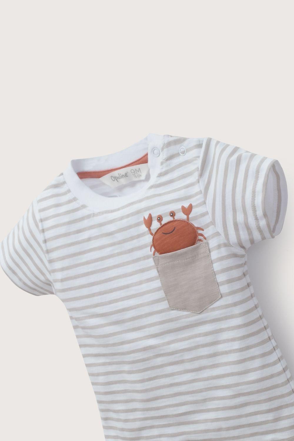 Polera manga corta blanca con estampado de niño-3