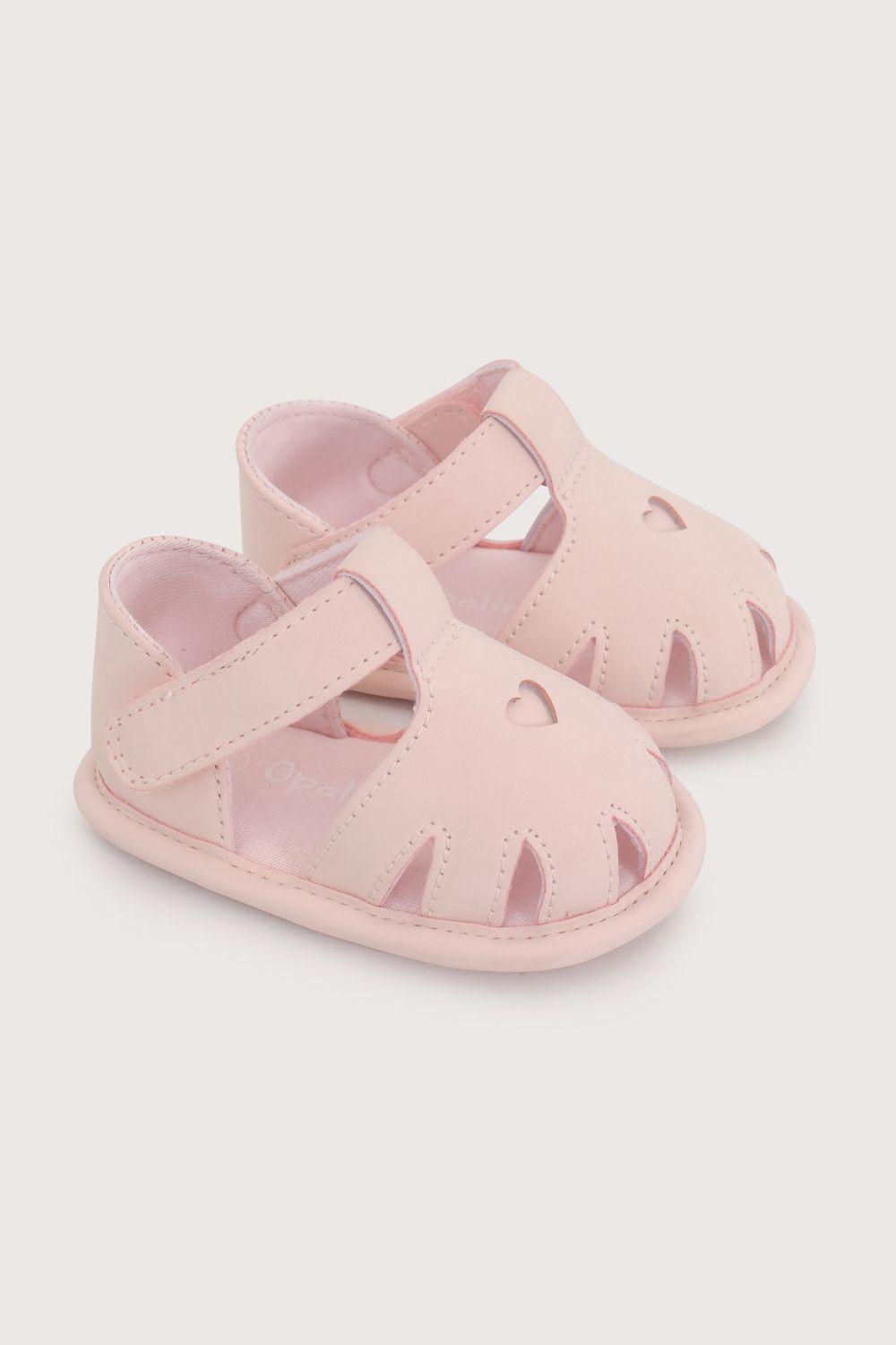 Sandalia bebé rosada de niña velcro-0