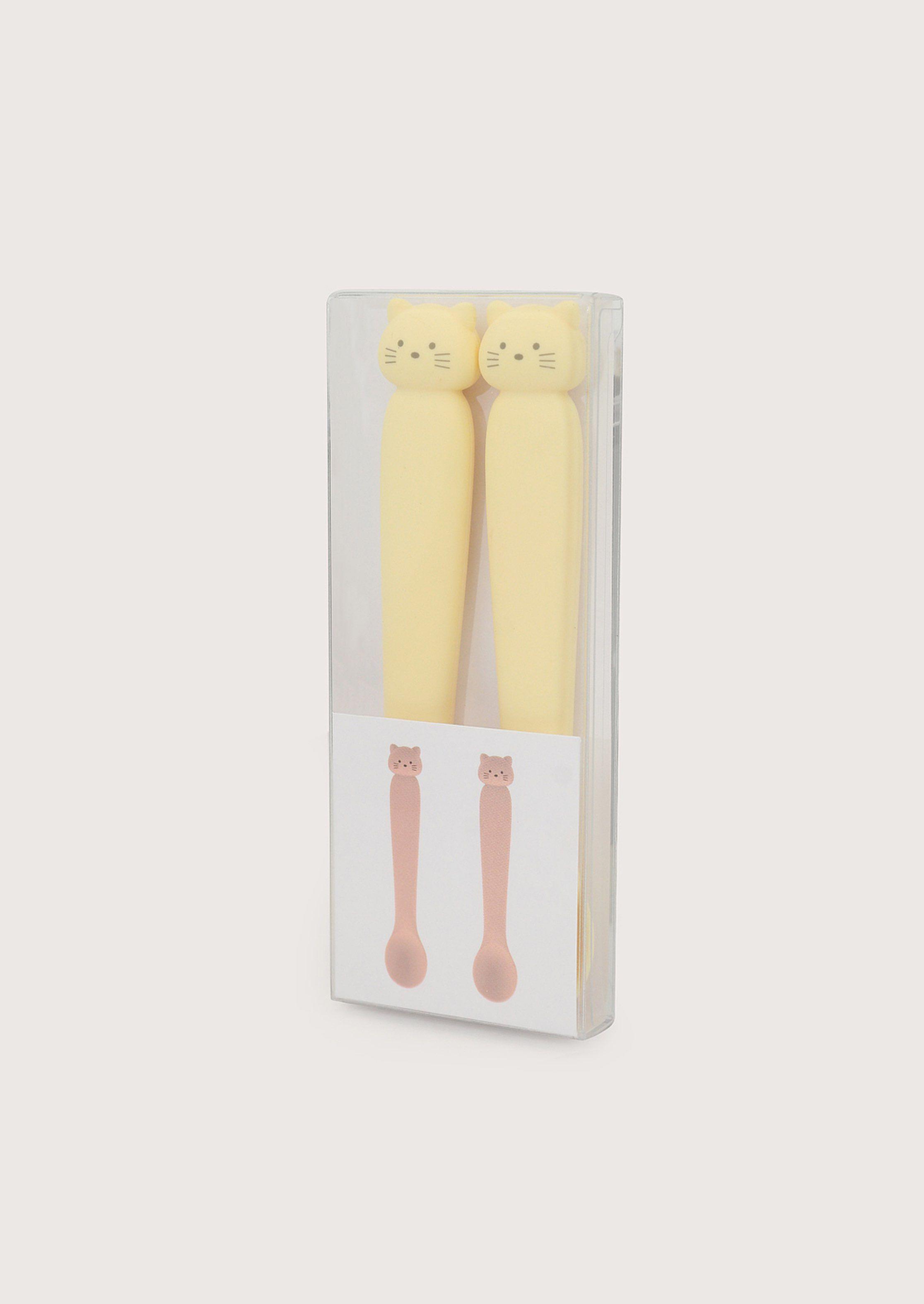 Set 2 cucharas gato amarillo-2
