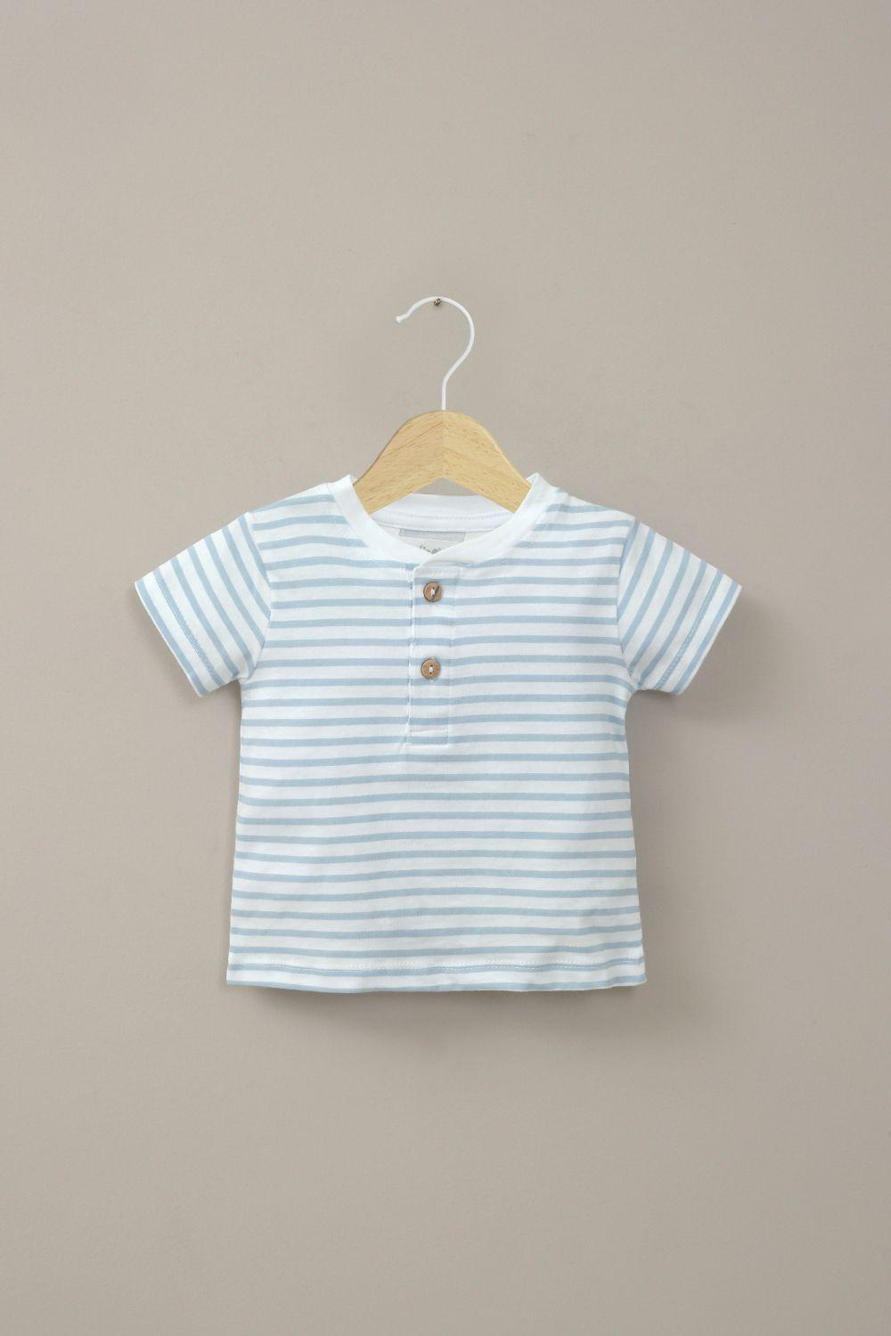 Polera manga corta blanca de bebé niño-0