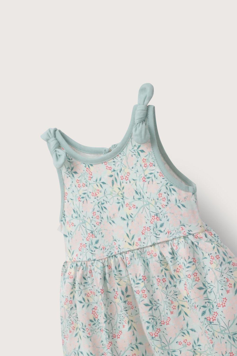 Vestido verde estampado de niña-3