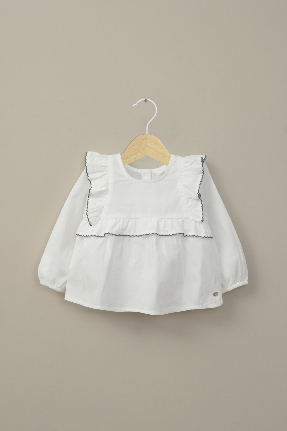 Blusa manga larga blanca de niña-0