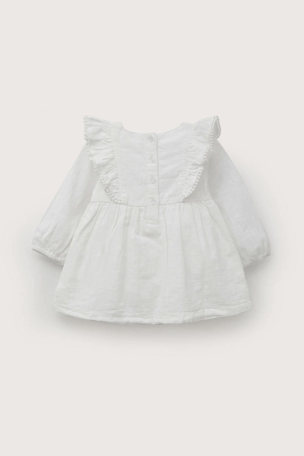 Vestido manga larga blanco de niña-2