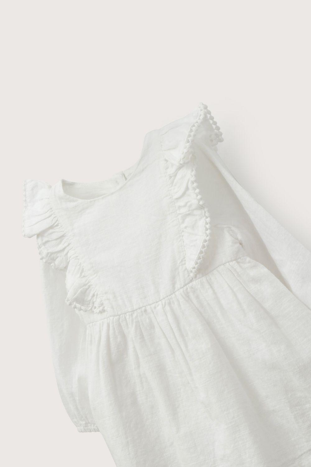 Vestido manga larga blanco de niña-3