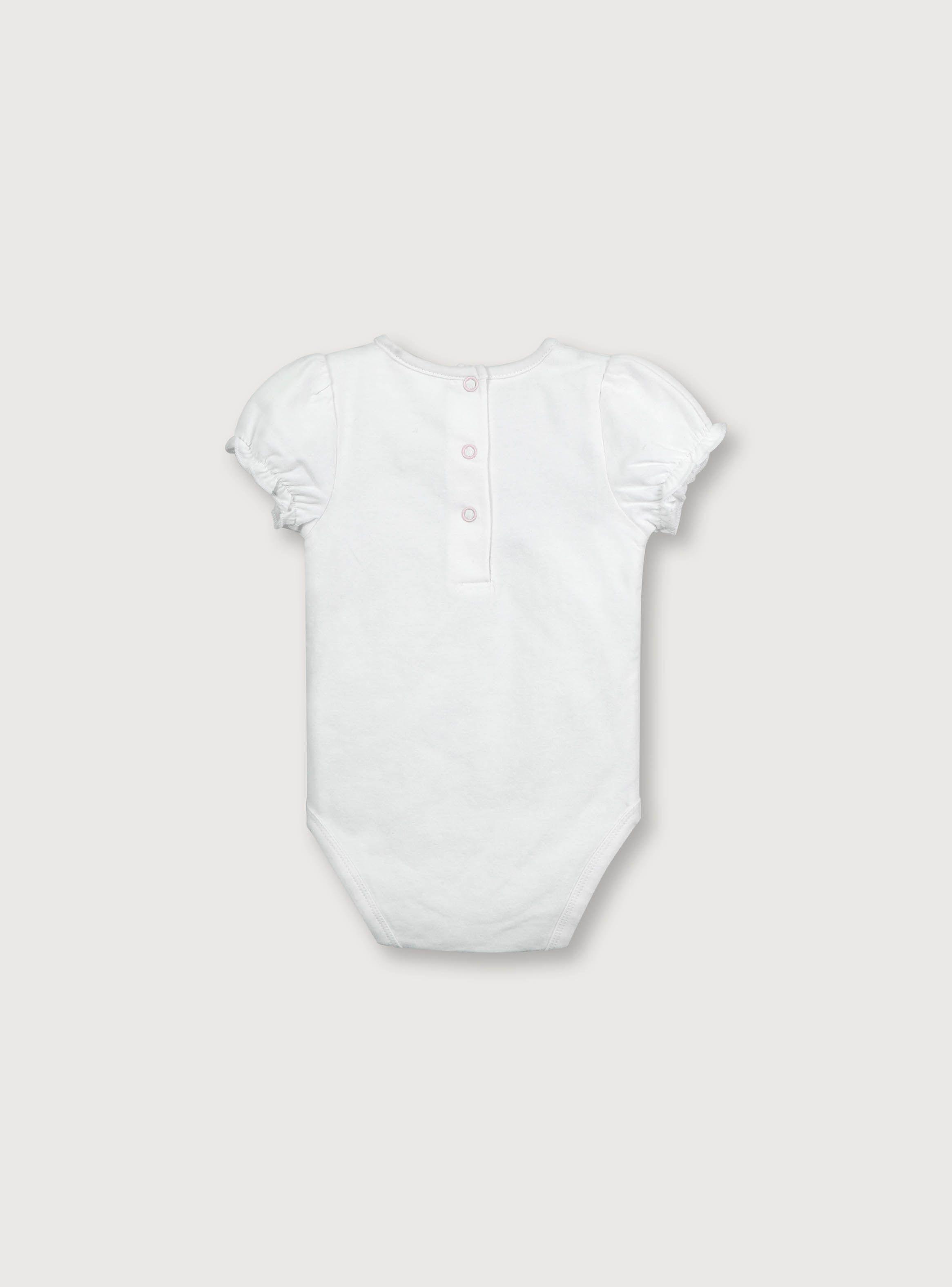 Body de niña manga corta globo Blanco (recién nacido a 9 meses)-1