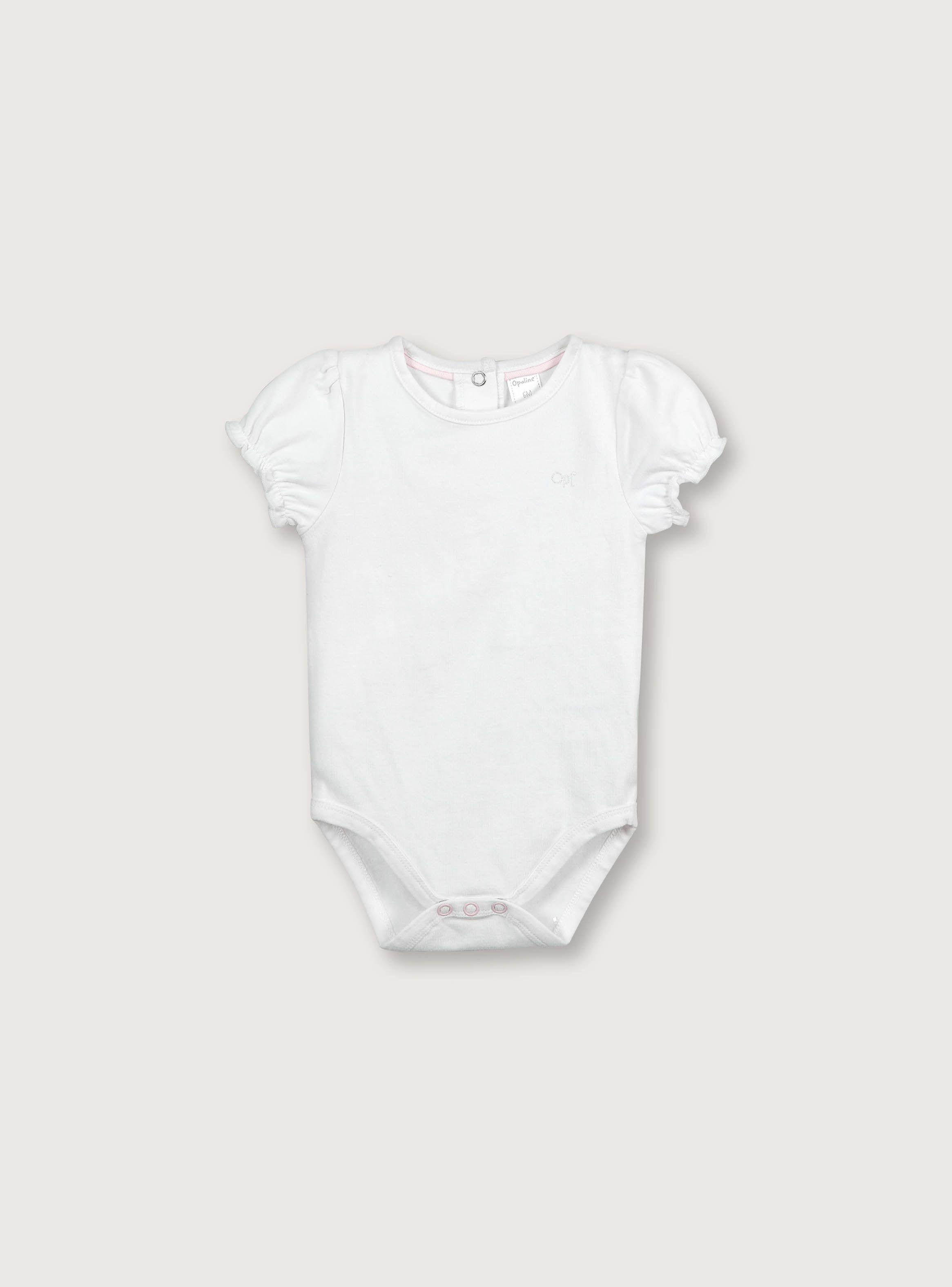 Body de niña manga corta globo Blanco (recién nacido a 9 meses)-0