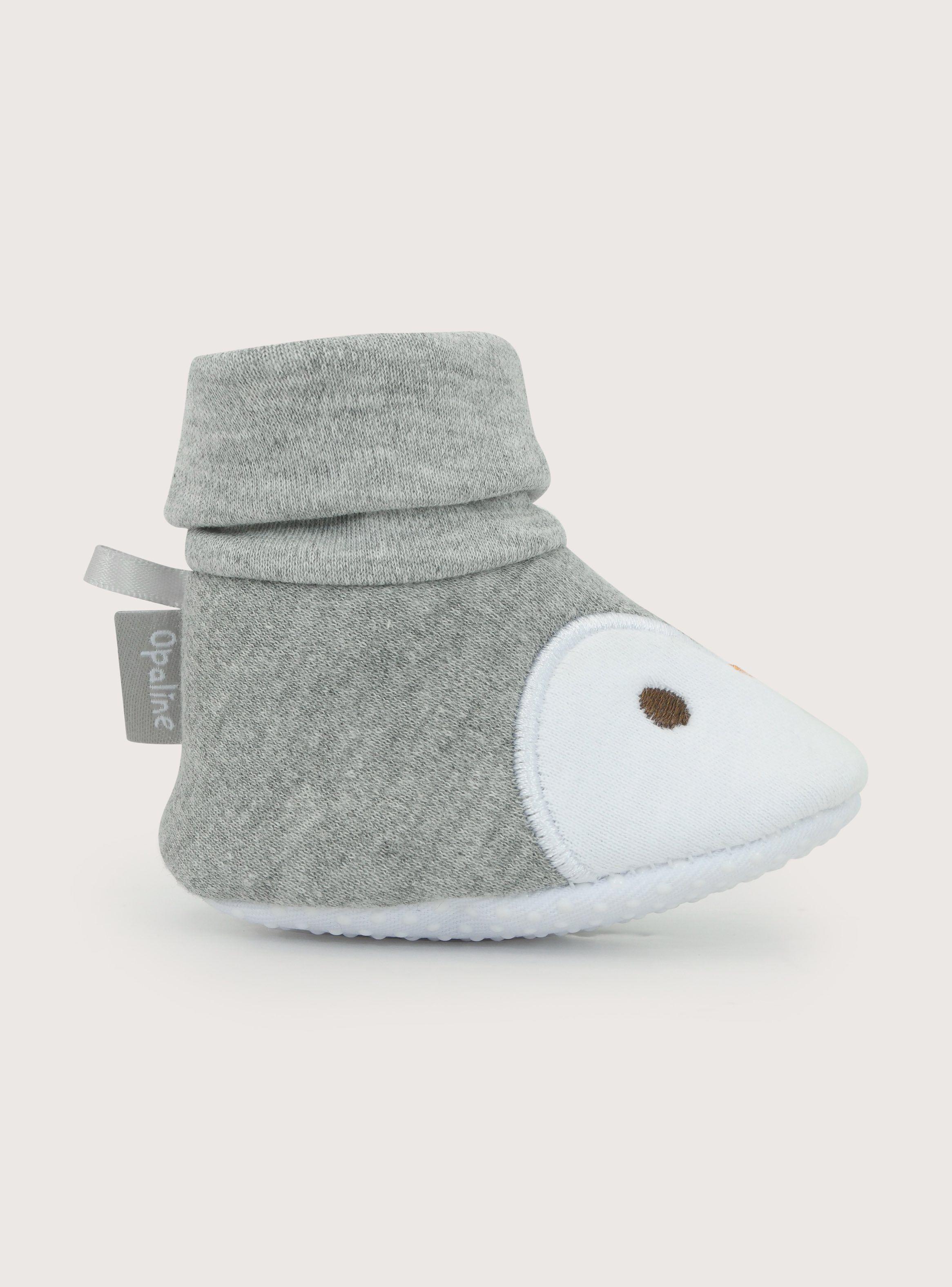 Pantufla Bebe Niño Pingüino Gris-2