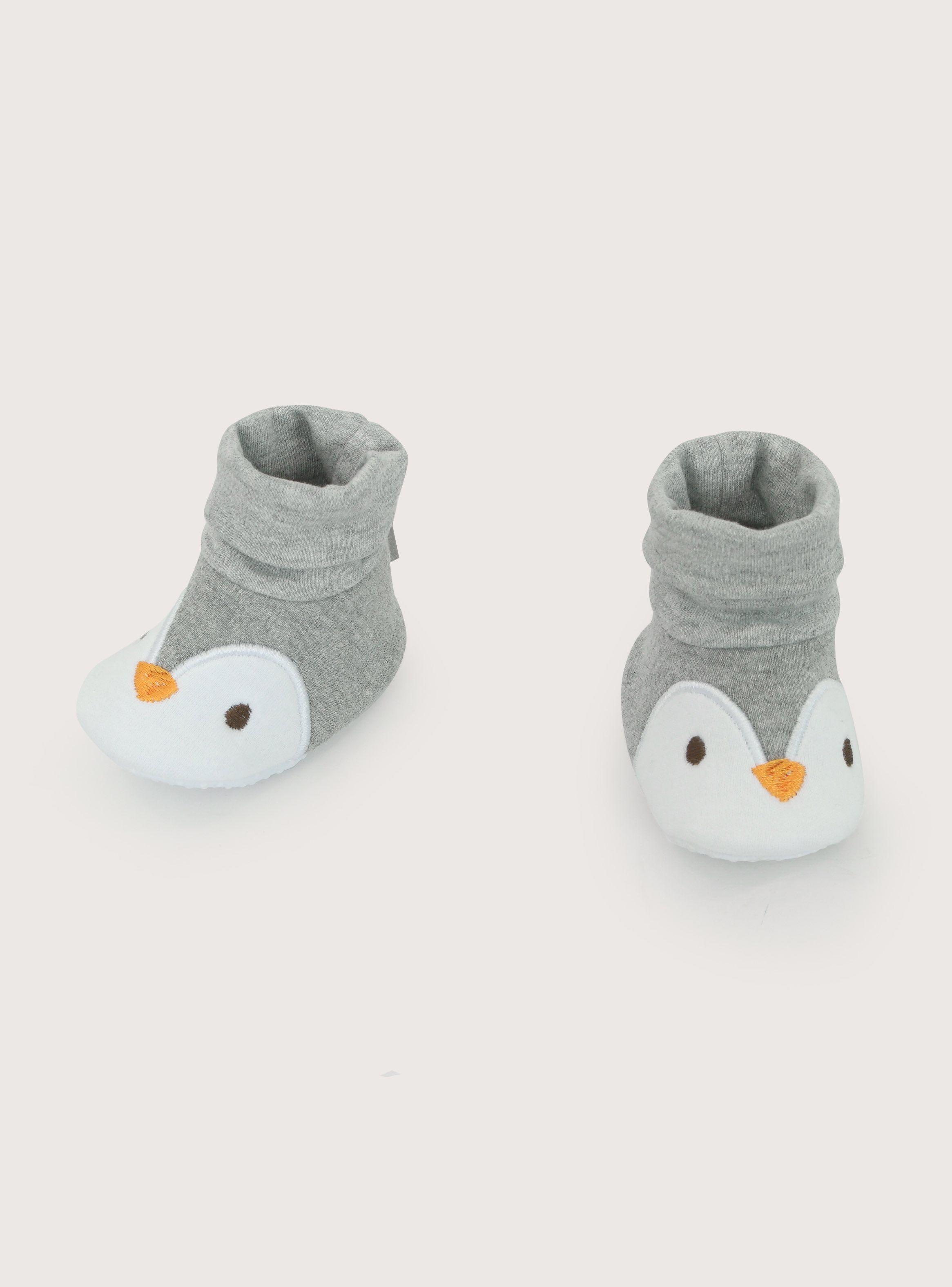 Pantufla Bebe Niño Pingüino Gris-6