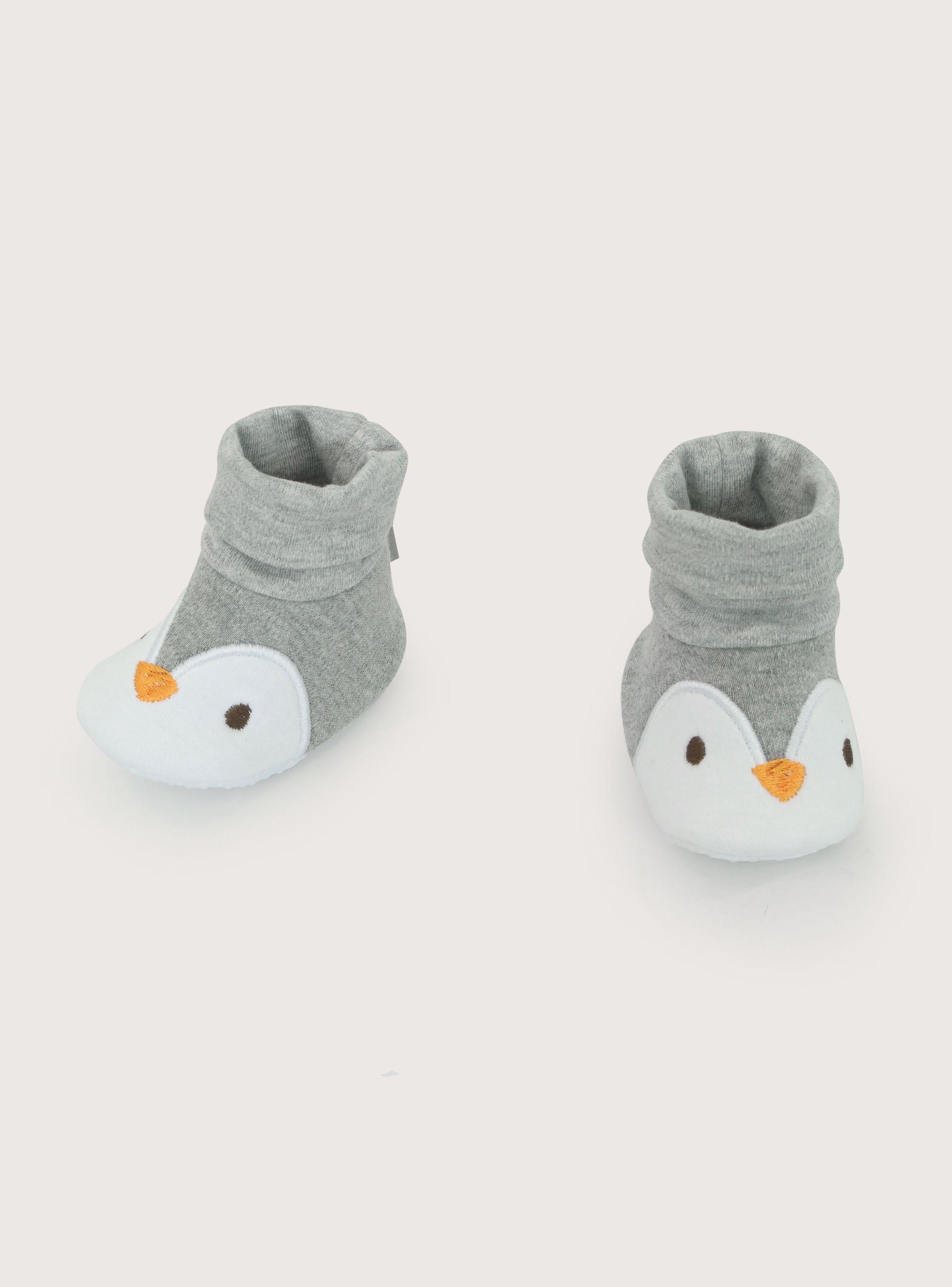 Pantufla Bebe Niño Pingüino Gris-7