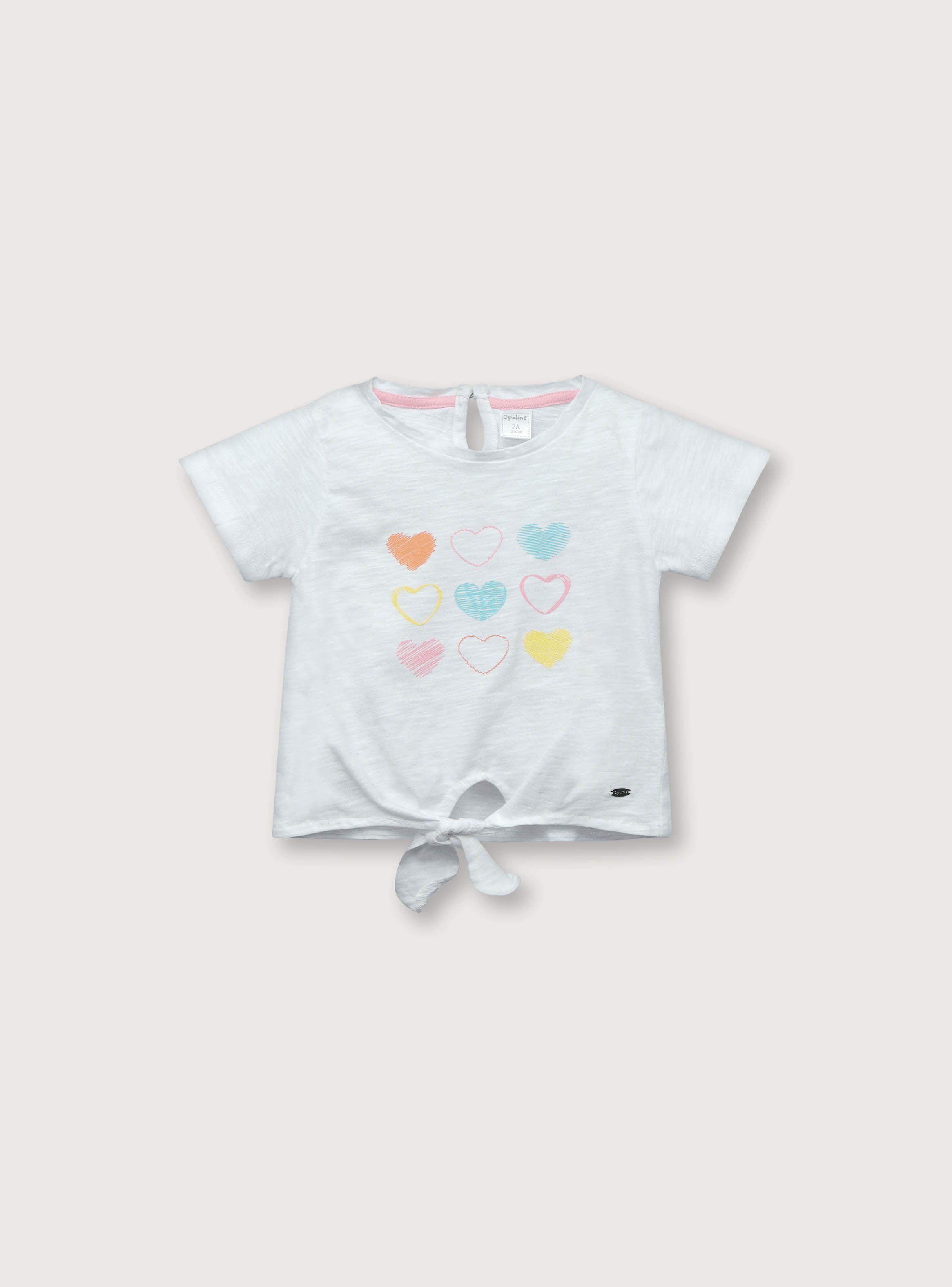 Polera Niña Manga Corta Nudo Blanco (6M A 4A) Opaline-0