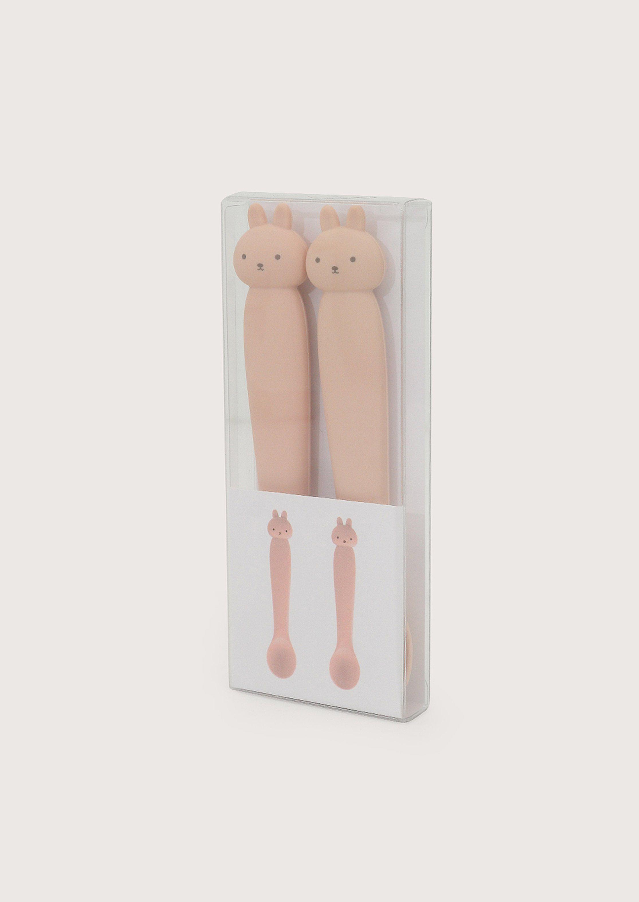 Set 2 cucharas conejo rosado-2