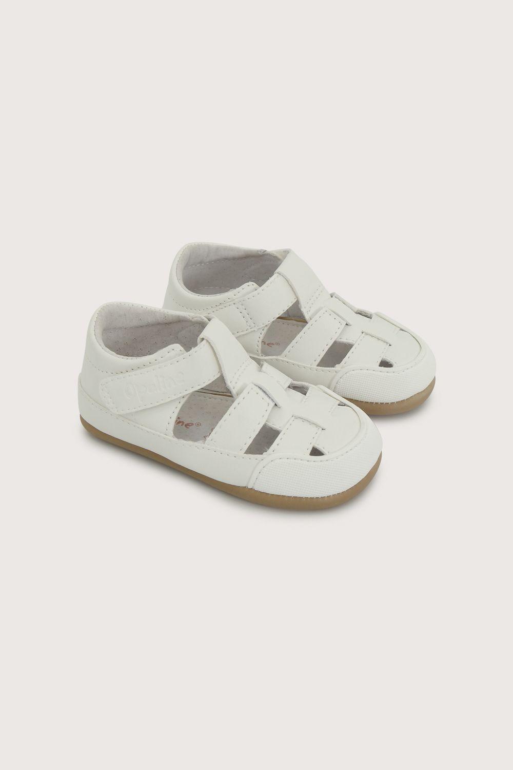 Sandalia ultra flexible blanca de niña-0