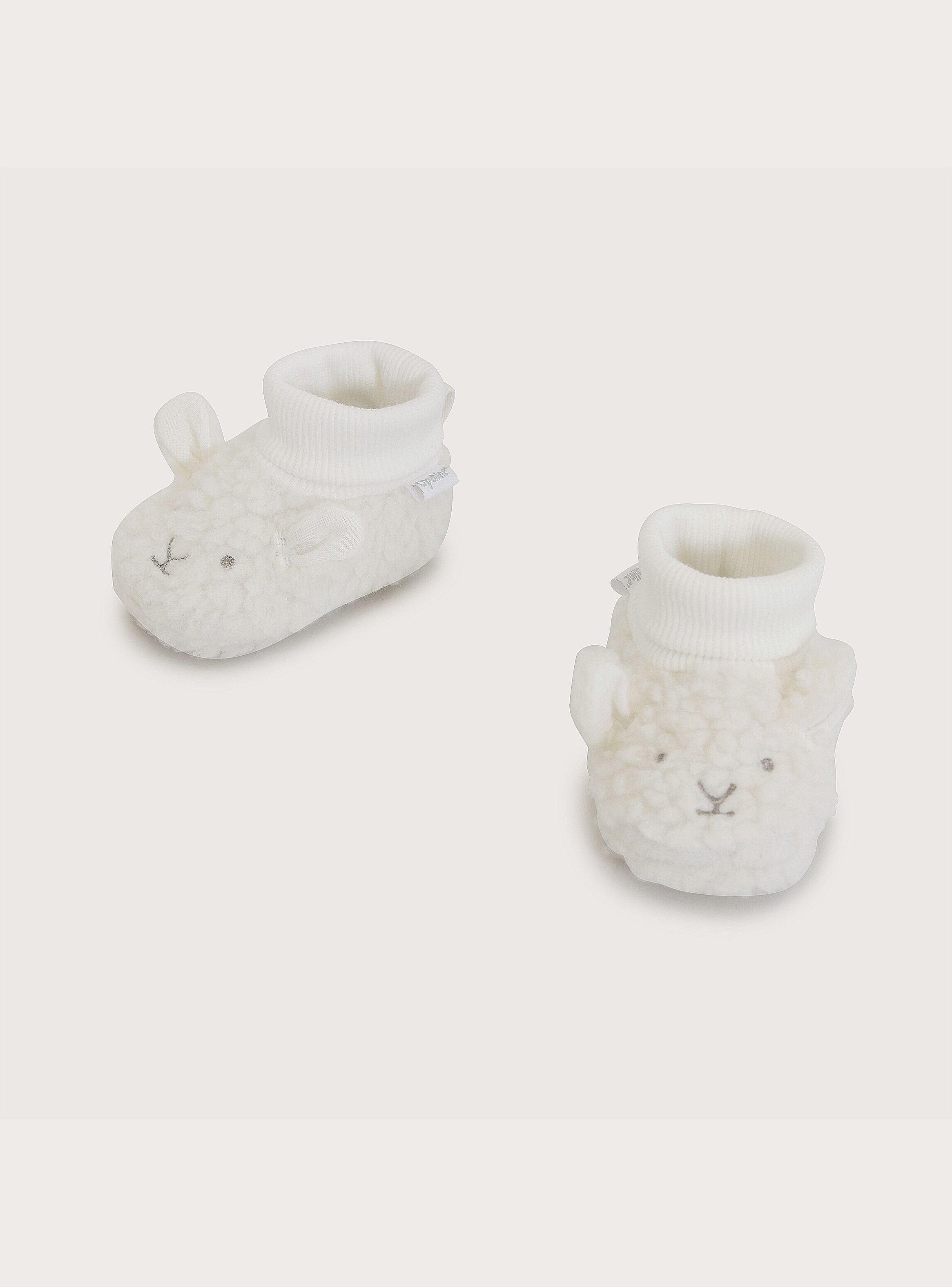 Zapato Tejido Conejo Blanco De Bebé-3