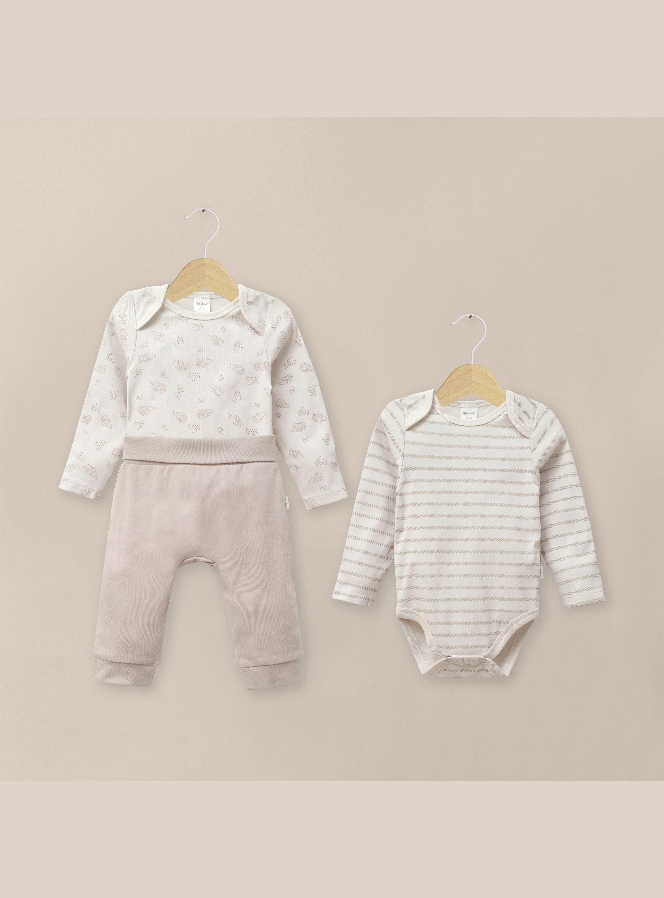 Conjunto Bodies + Pantalón Beige Bebe Unisex-0