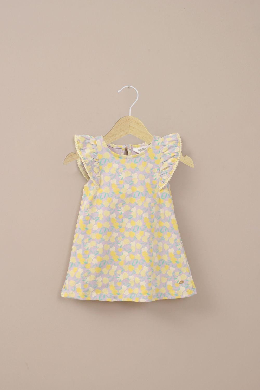 Vestido lila estampado de niña-0