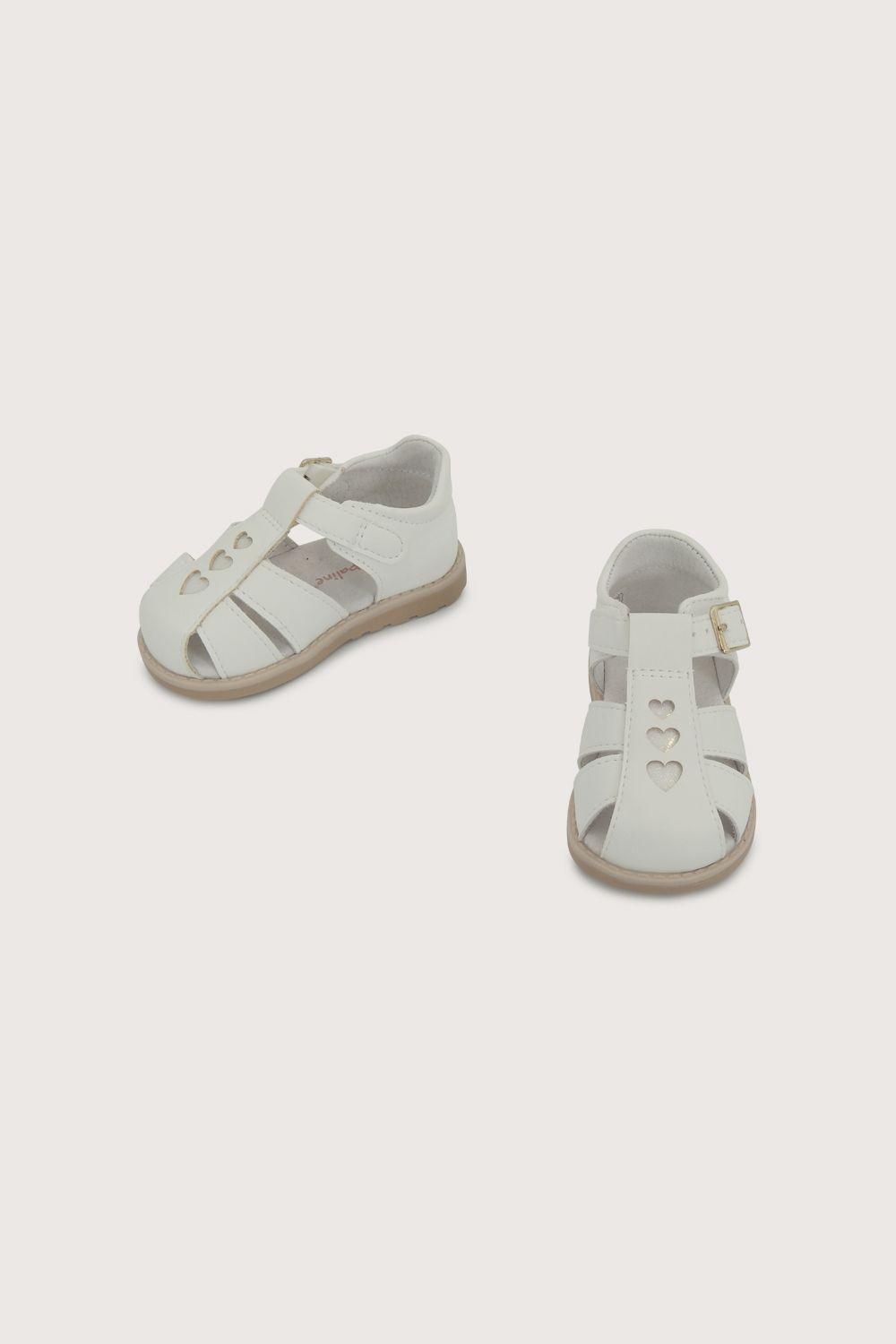 Sandalia primeros pasos blanca de niña hebilla-3