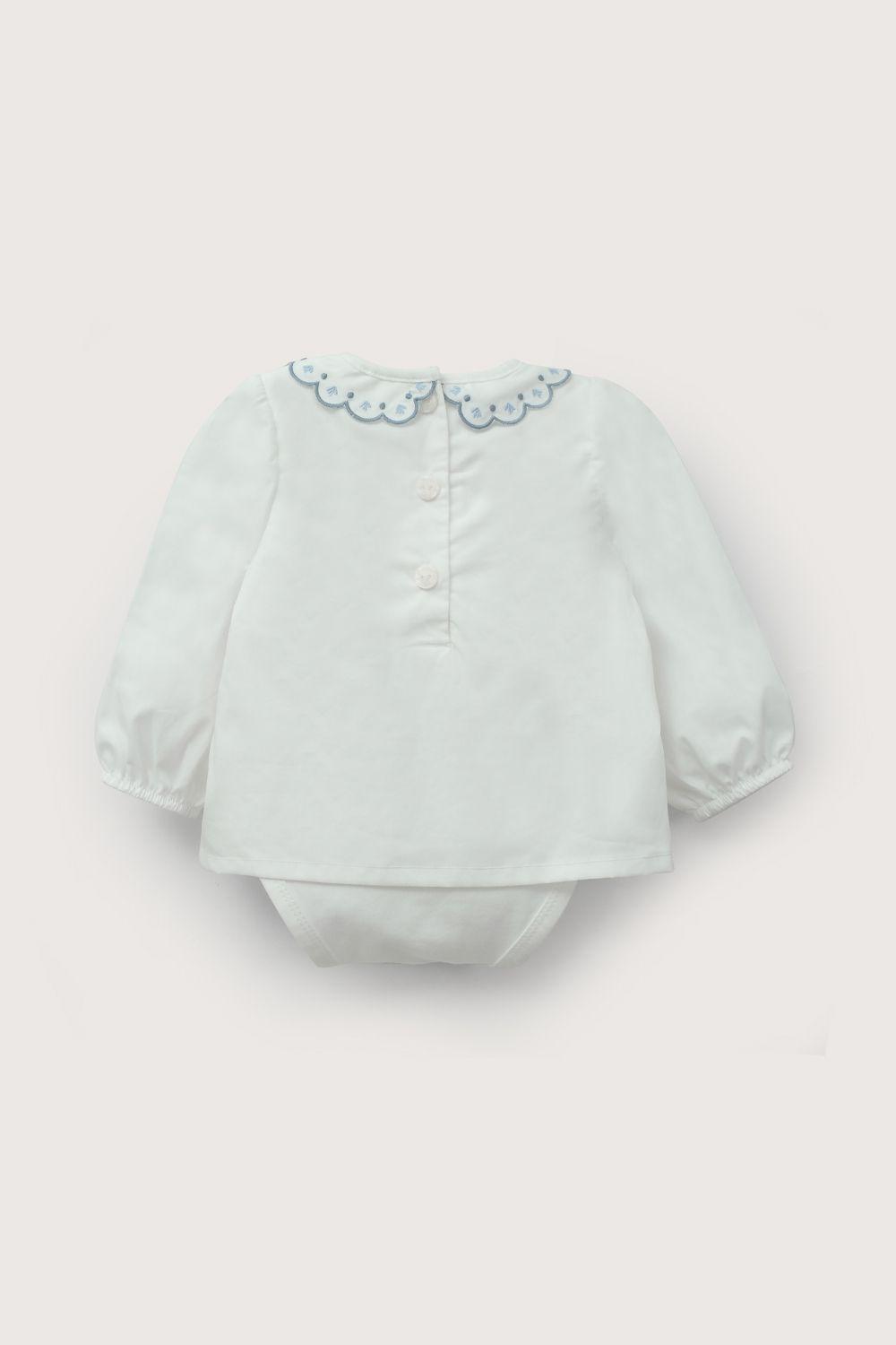 Body blusa blanca de bebé niña-2