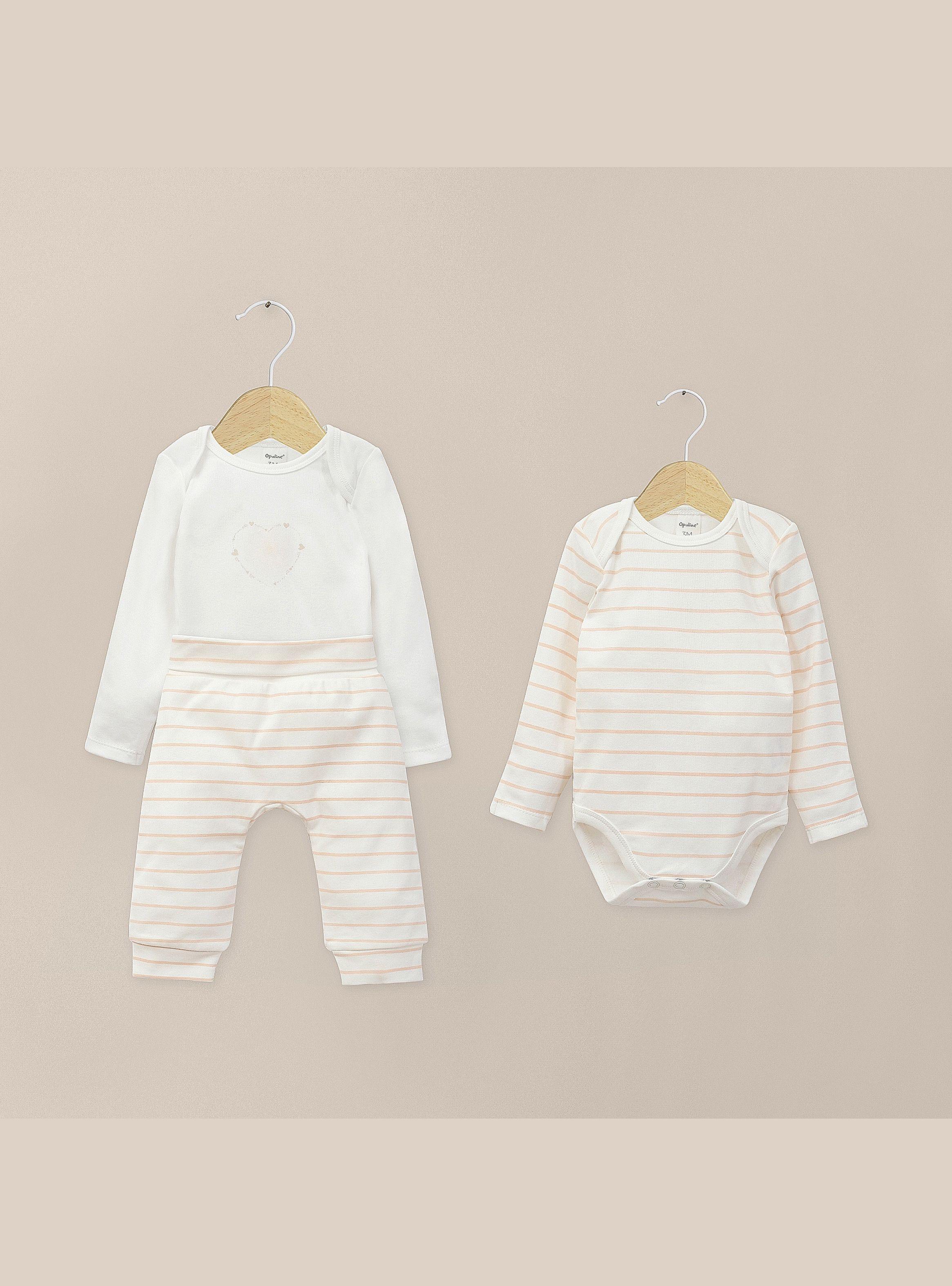 Conjunto De Bodies Bebe Niña Rosado-0